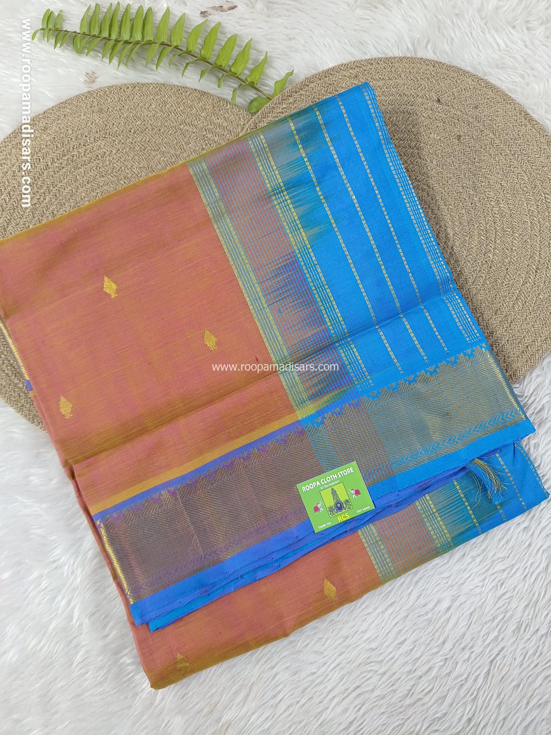 Pure Silk Cotton Madisar -10YARDS PURE SILK COTTON MADISAR KORVAI BORDER WITHOUT BLOUSE PIECE