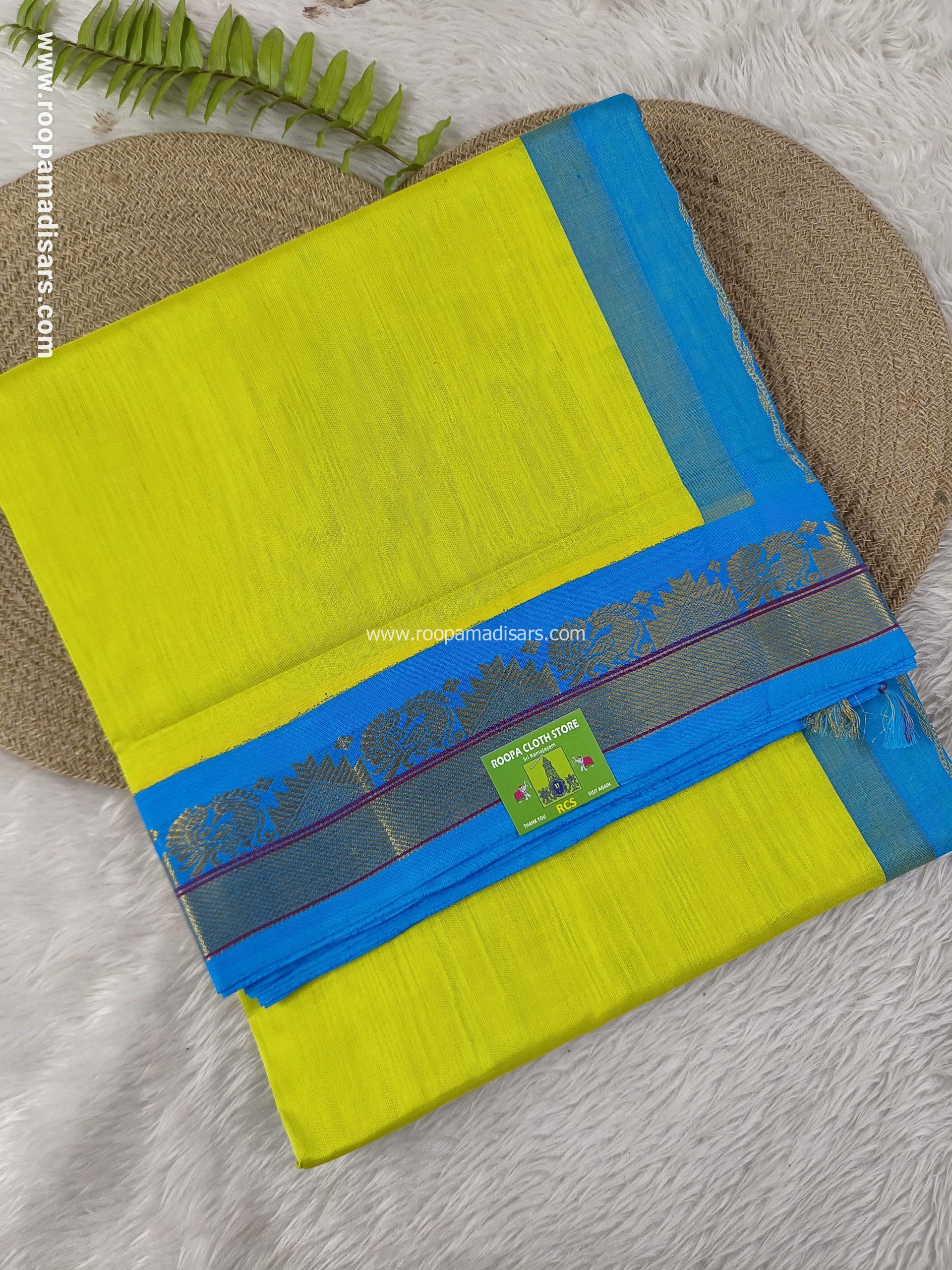 Pure Silk Cotton Madisar -10YARDS PURE SILK COTTON MADISAR KORVAI BORDER WITHOUT BLOUSE PIECE