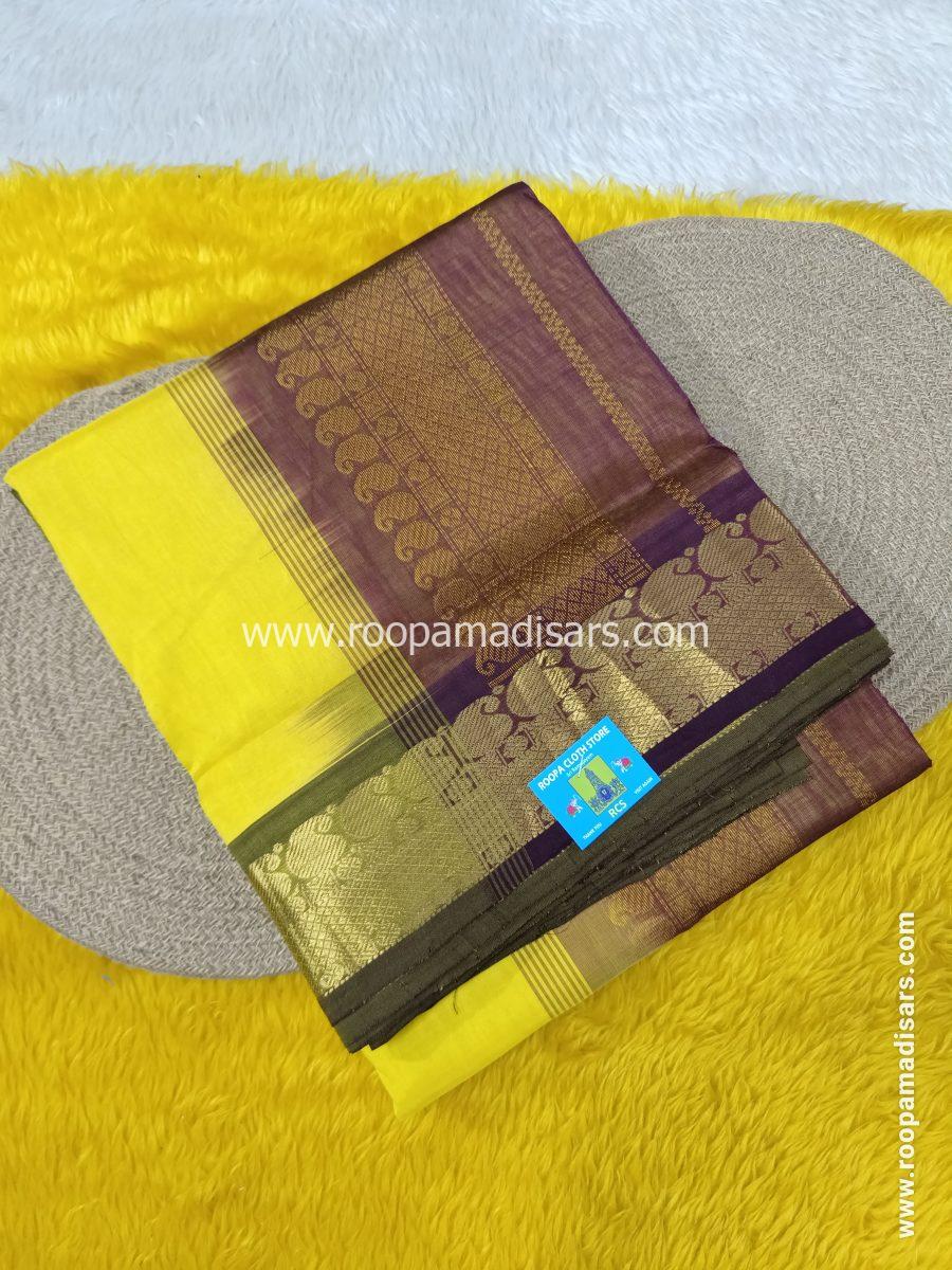 Pure Silk Cotton Madisar -10YARDS PURE SILK COTTON MADISAR KORVAI BORDER WITHOUT BLOUSE PIECE