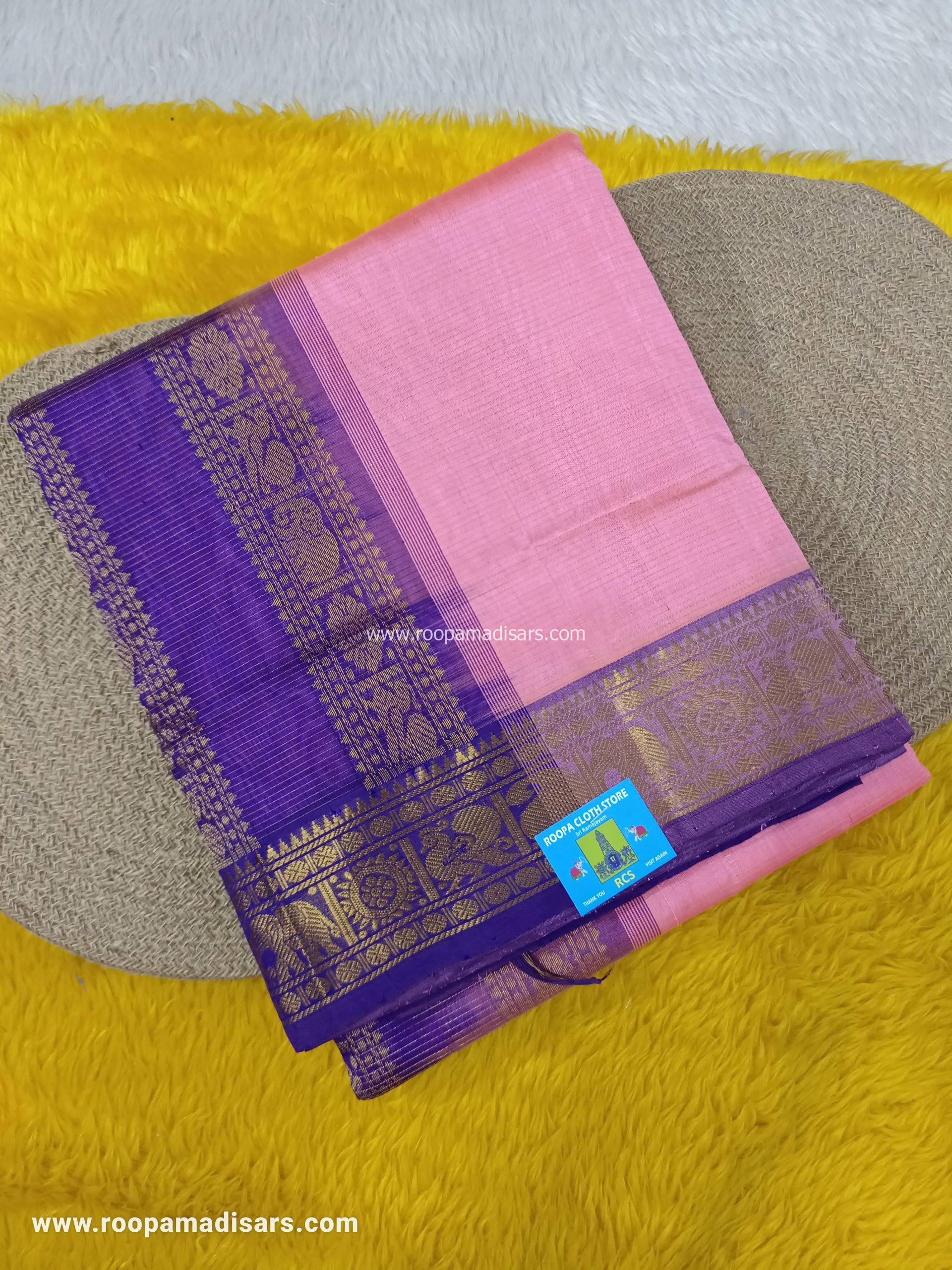 Pure Silk Cotton Madisar -10YARDS PURE SILK COTTON MADISAR KORVAI BORDER WITHOUT BLOUSE PIECE