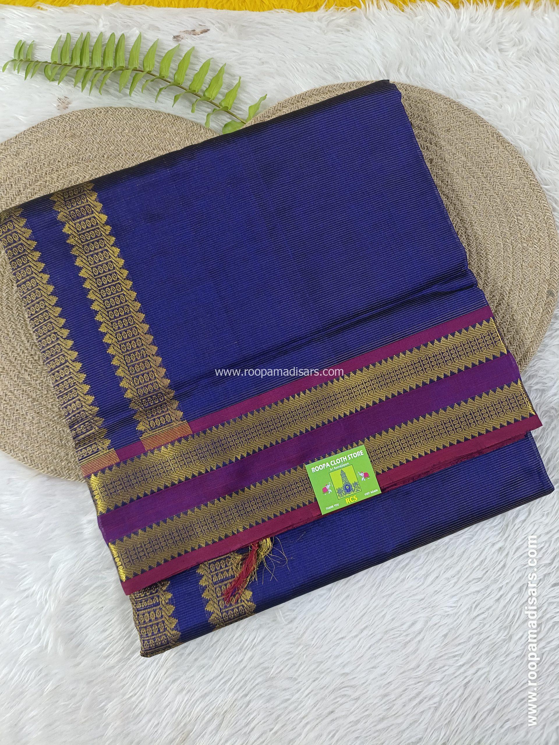 Pure Silk Cotton Madisar -10YARDS PURE SILK COTTON MADISAR KORVAI BORDER WITHOUT BLOUSE PIECE