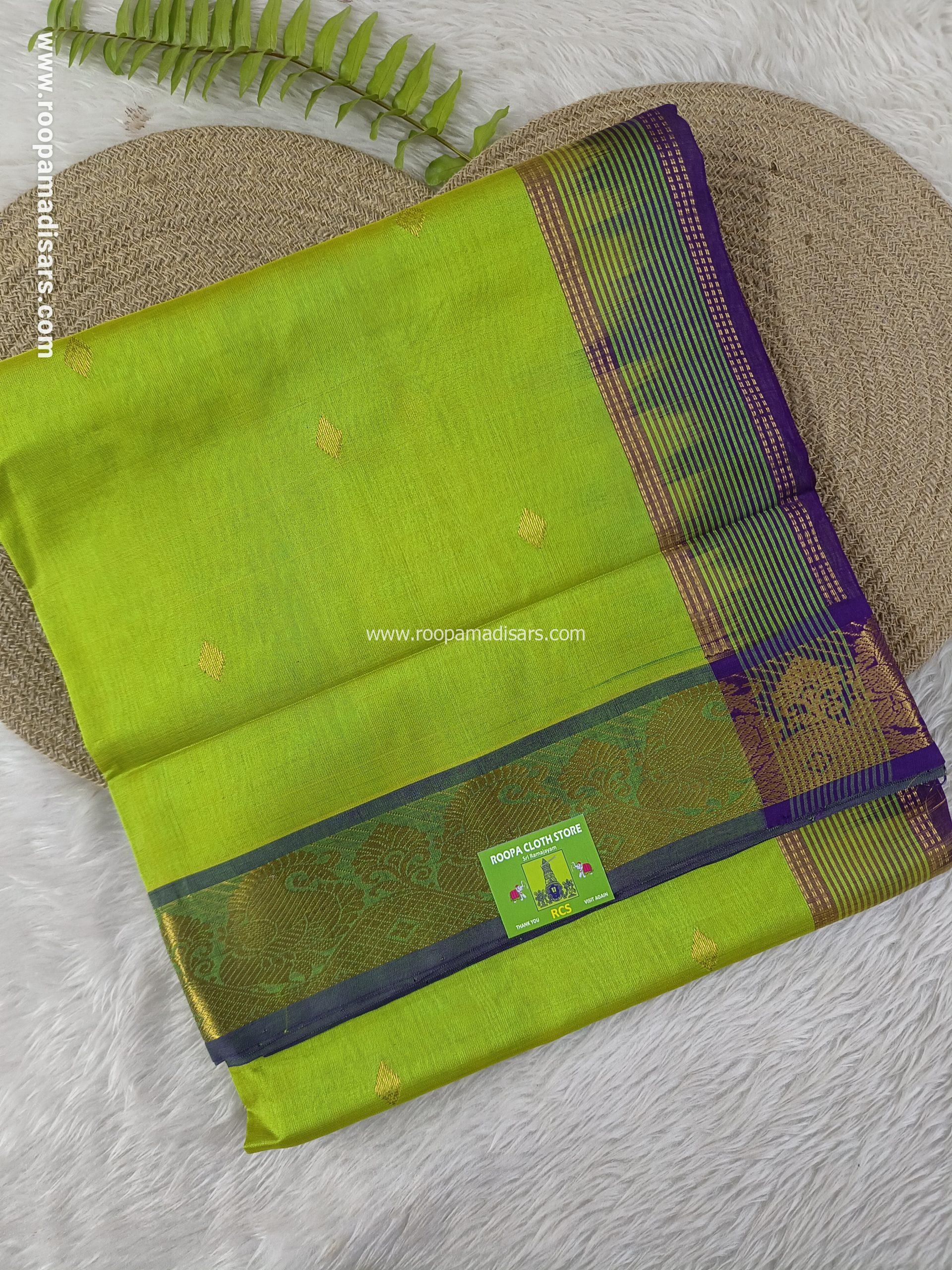 Pure Silk Cotton Madisar -10YARDS PURE SILK COTTON MADISAR KORVAI BORDER WITHOUT BLOUSE PIECE