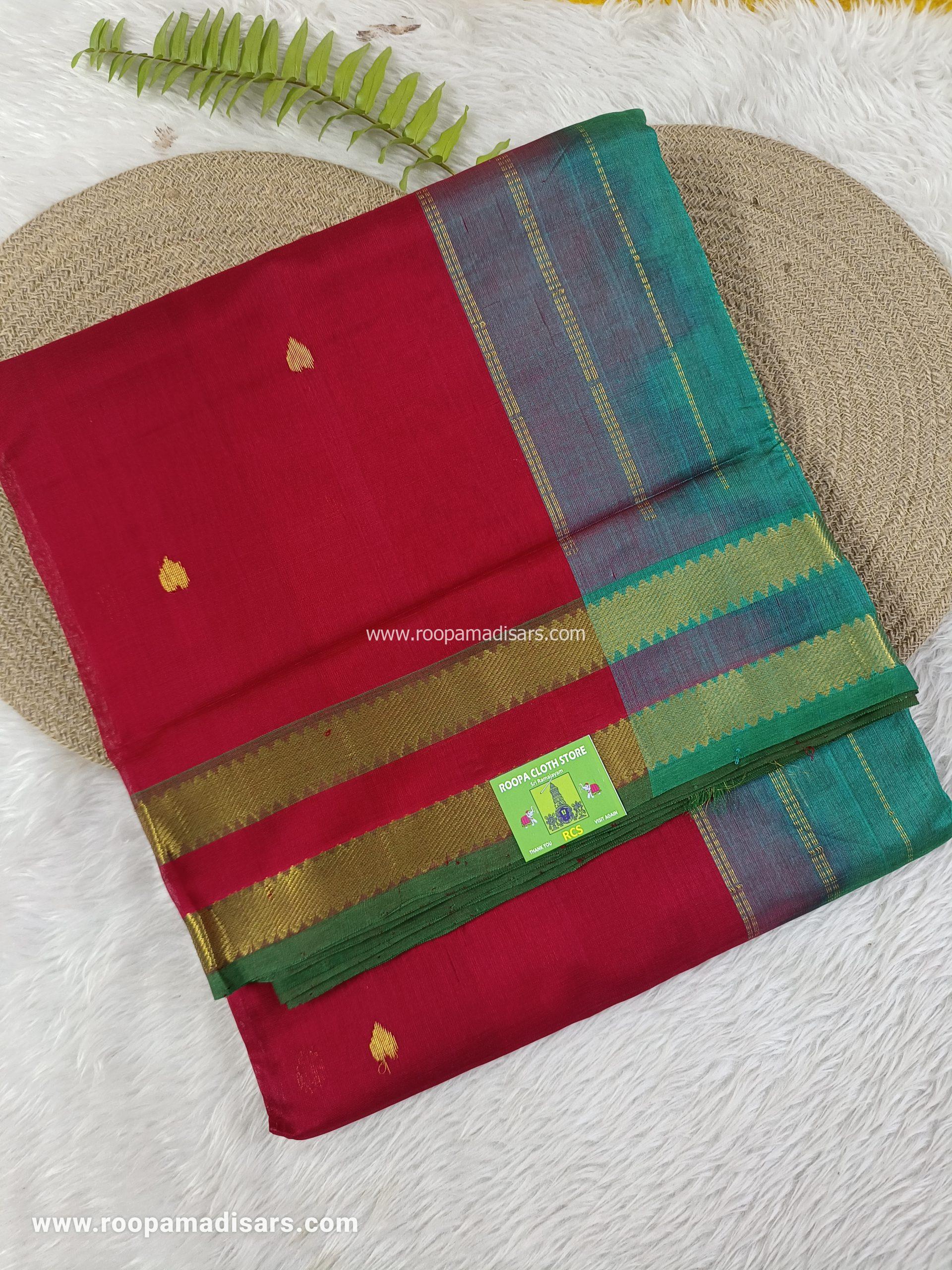 Pure Silk Cotton Madisar -10YARDS PURE SILK COTTON MADISAR KORVAI BORDER WITHOUT BLOUSE PIECE