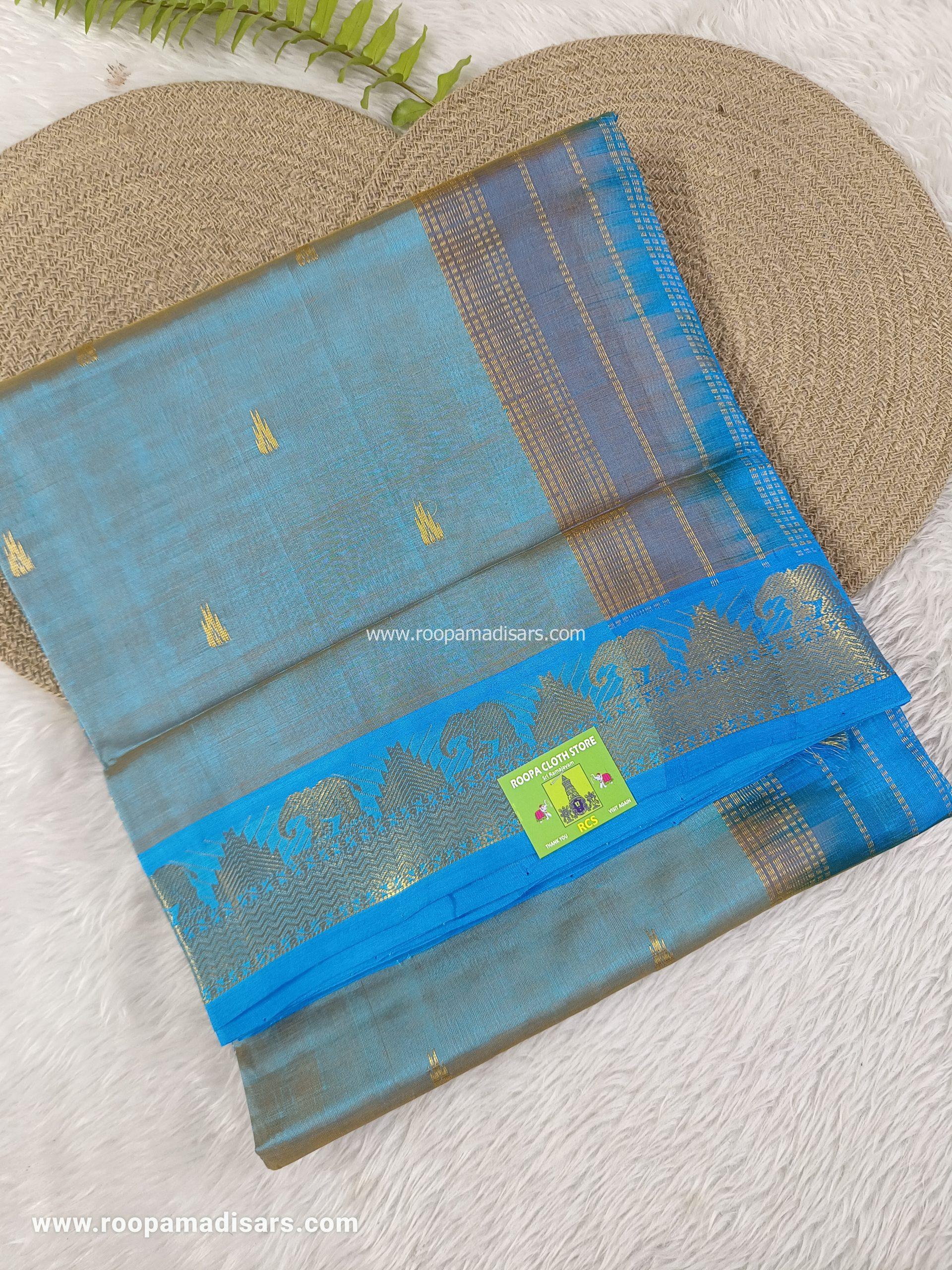 Pure Silk Cotton Madisar -10YARDS PURE SILK COTTON MADISAR KORVAI BORDER WITHOUT BLOUSE PIECE