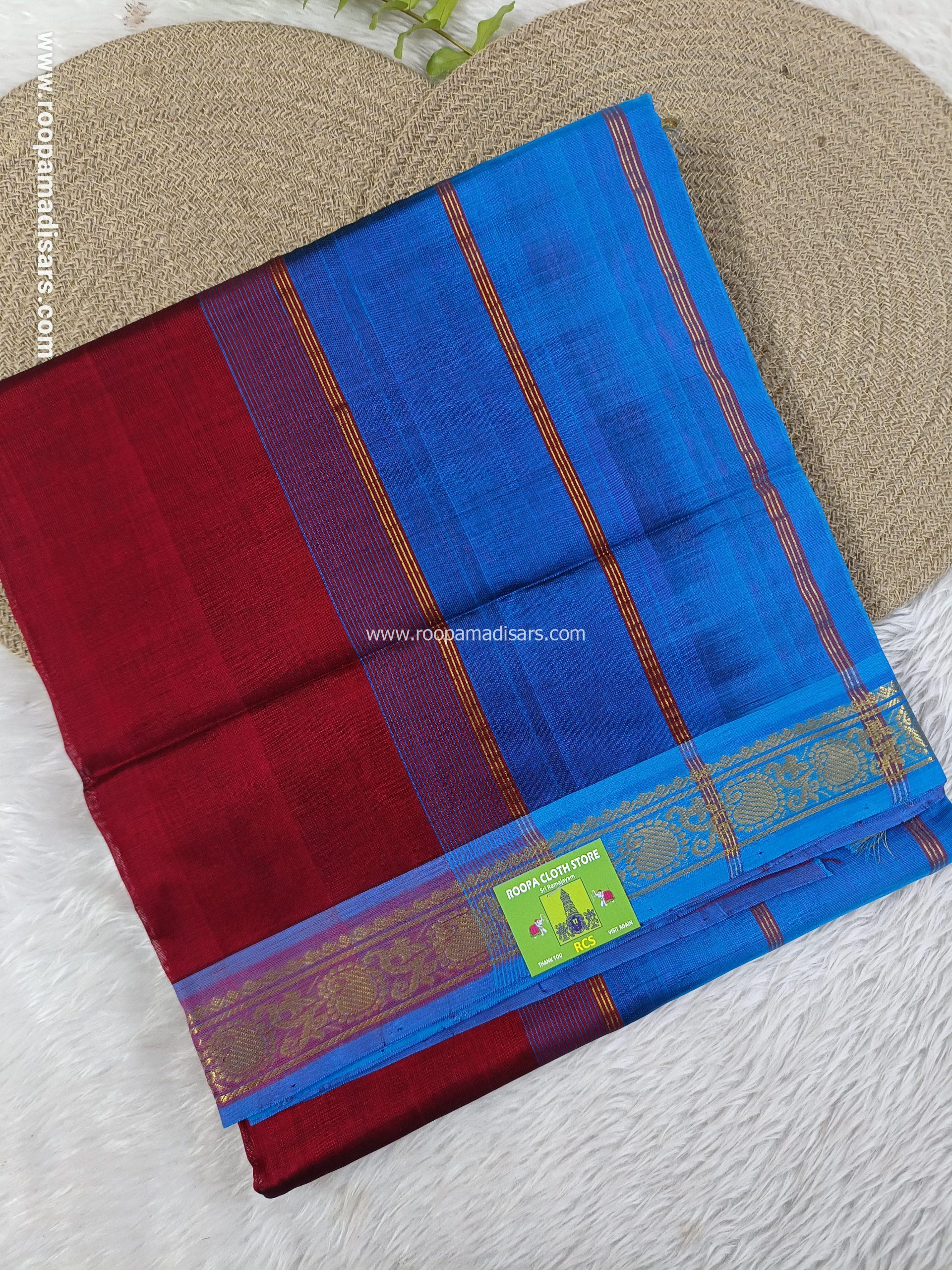 Pure Silk Cotton Madisar -10YARDS PURE SILK COTTON MADISAR KORVAI BORDER WITHOUT BLOUSE PIECE