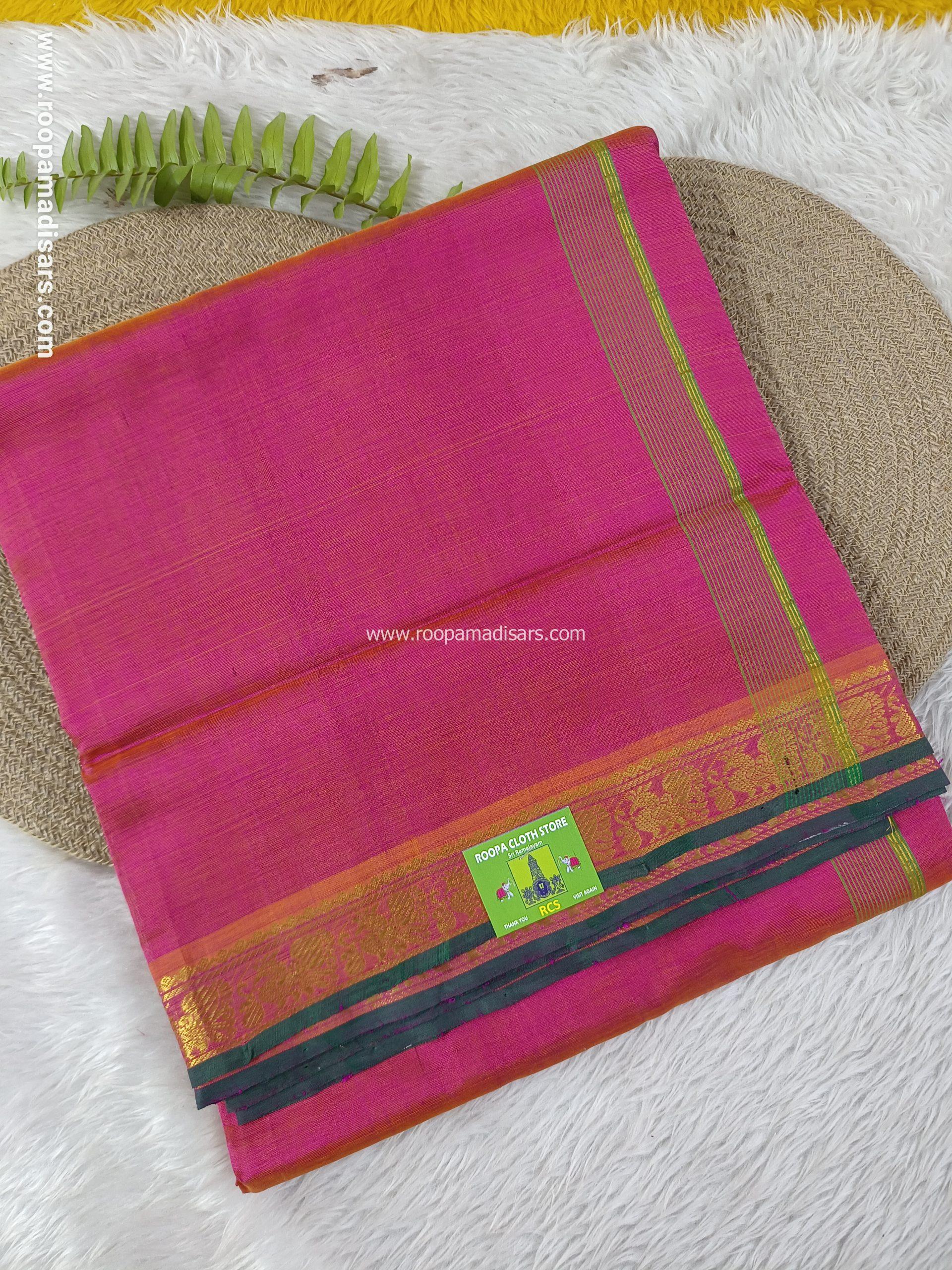 Pure Silk Cotton Madisar -10YARDS PURE SILK COTTON MADISAR KORVAI BORDER WITHOUT BLOUSE PIECE