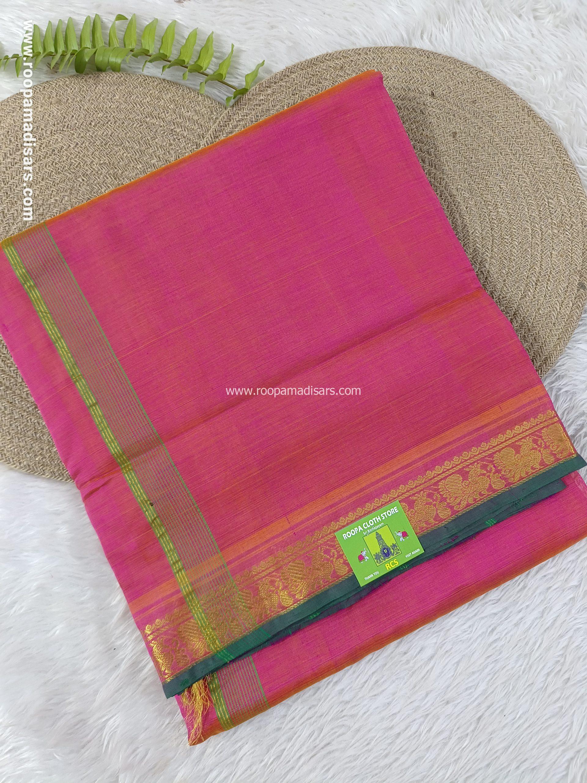 Pure Silk Cotton Madisar -10YARDS PURE SILK COTTON MADISAR KORVAI BORDER WITHOUT BLOUSE PIECE