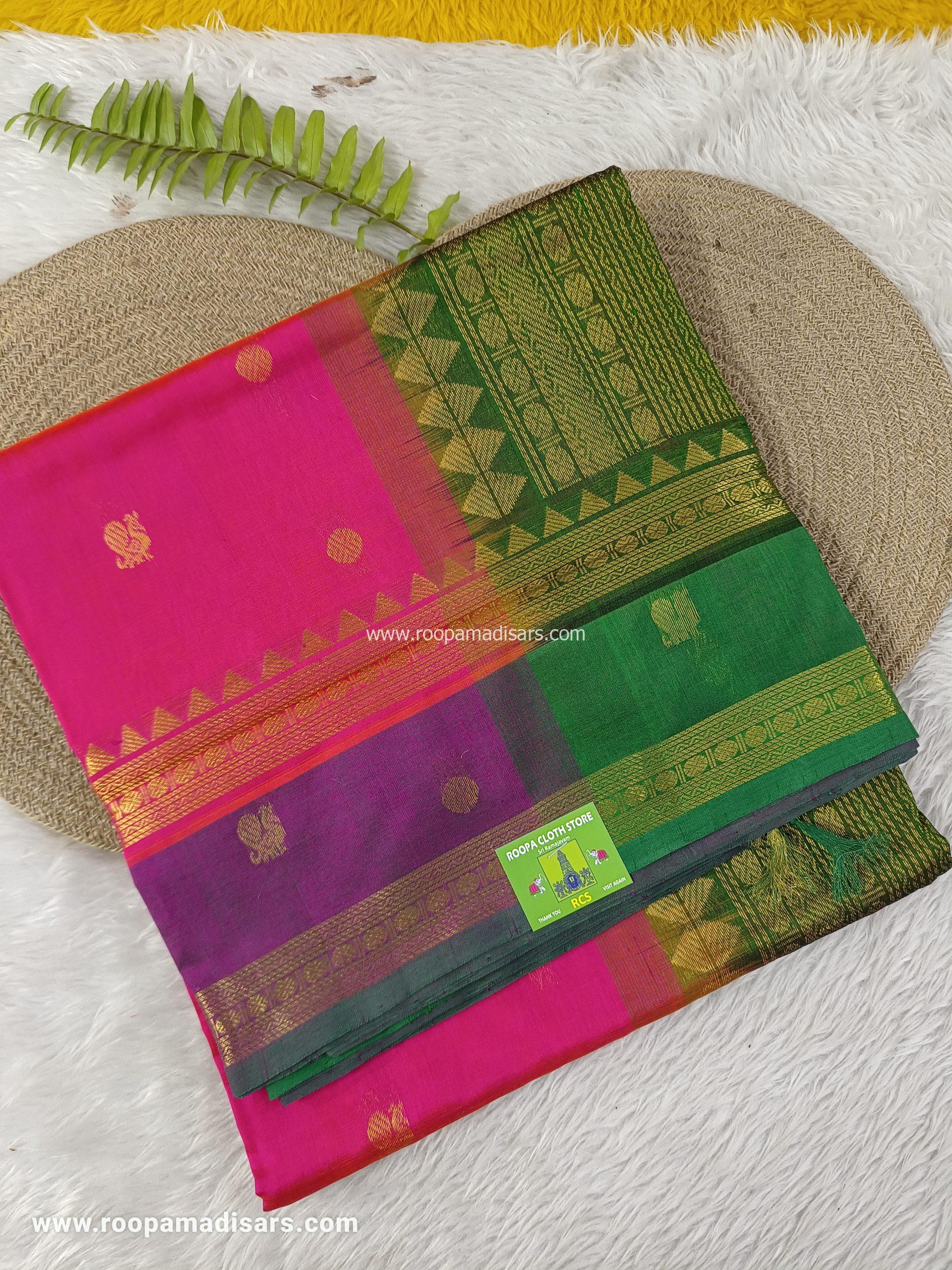 Pure Silk Cotton Madisar -10YARDS PURE SILK COTTON MADISAR KORVAI BORDER WITHOUT BLOUSE PIECE