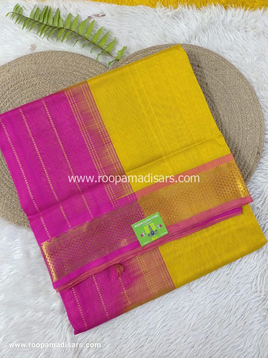 Pure Silk Cotton Madisar -10YARDS PURE SILK COTTON MADISAR KORVAI BORDER WITHOUT BLOUSE PIECE