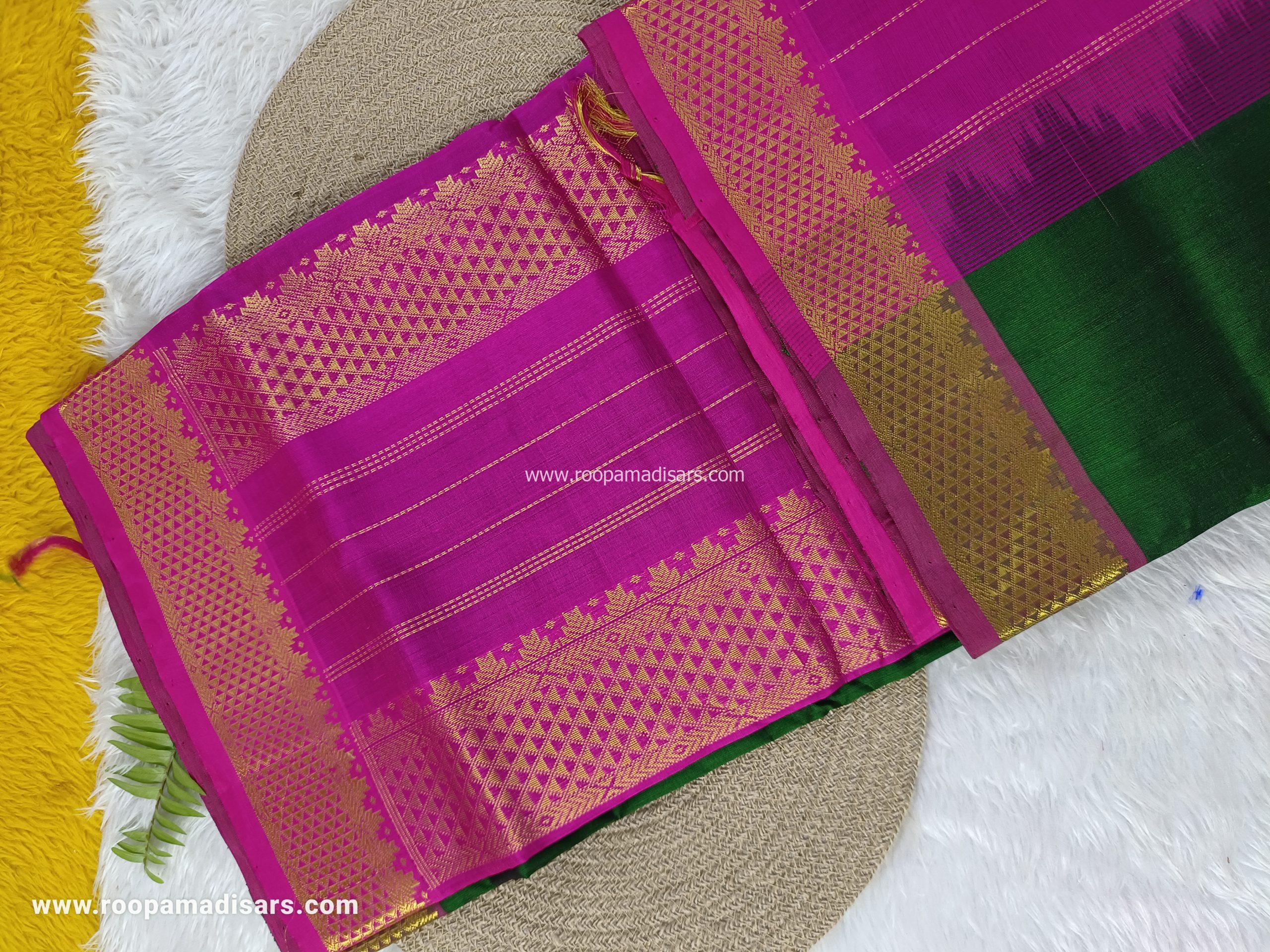 Pure Silk Cotton Madisar -10YARDS PURE SILK COTTON MADISAR KORVAI BORDER WITHOUT BLOUSE PIECE - Image 2