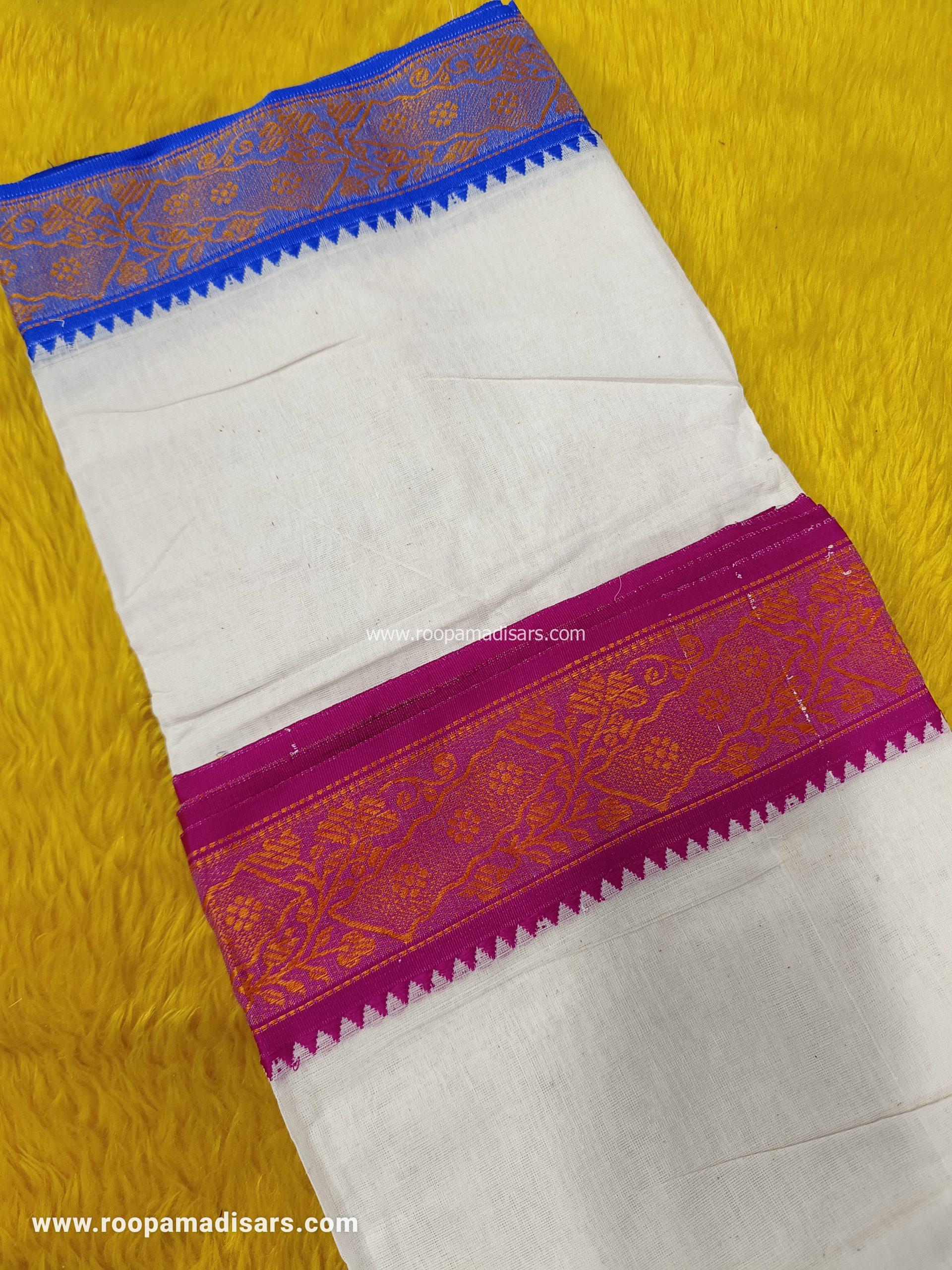 Men's Cotton 9X5 cotton Panchakacham Dhotis with Angavastram - Image 2