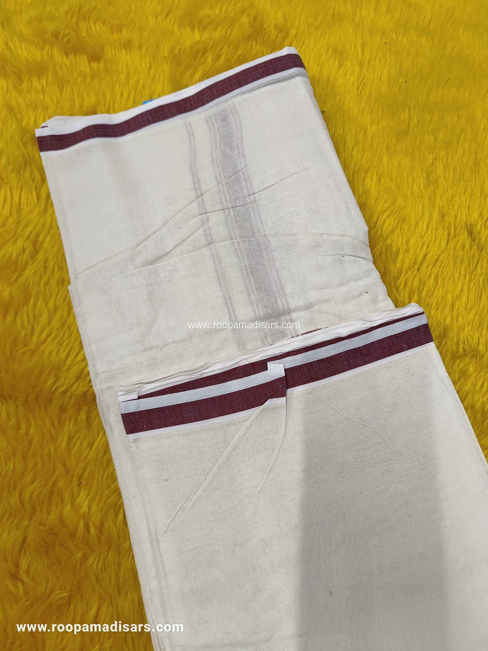 Men's Cotton 10X6 cotton Panchakacham Dhotis with Angavastram - Image 2