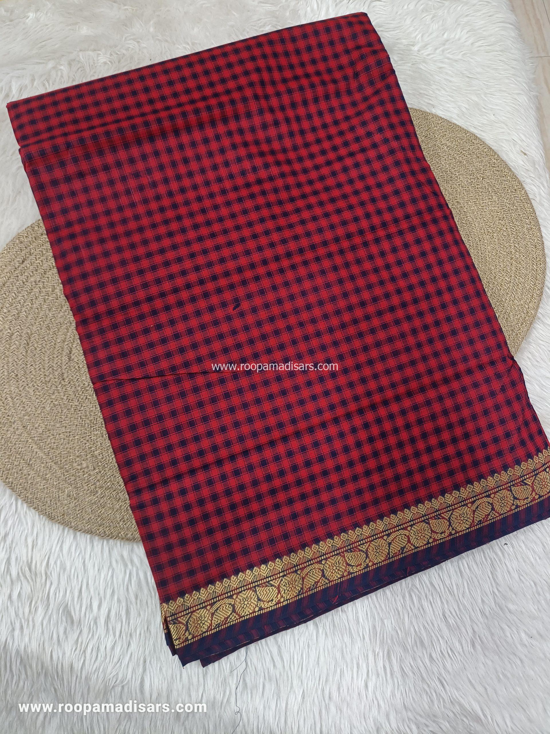 MADURAI COTTON SAREES -10YARDS COTTON MADISAR SAREE WITHOUT BLOUSE PIECE