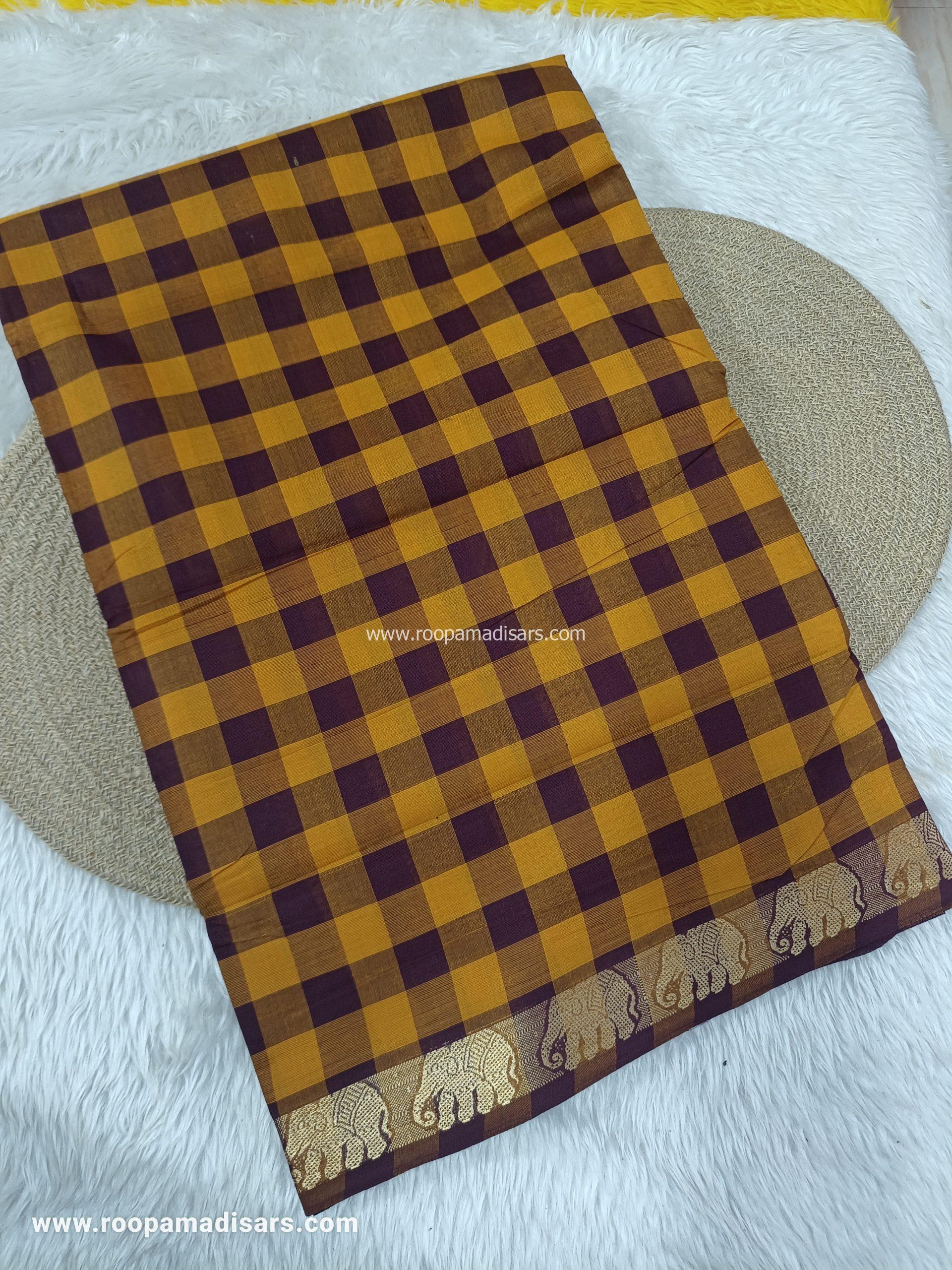 MADURAI COTTON SAREES -10YARDS COTTON MADISAR SAREE WITHOUT BLOUSE PIECE