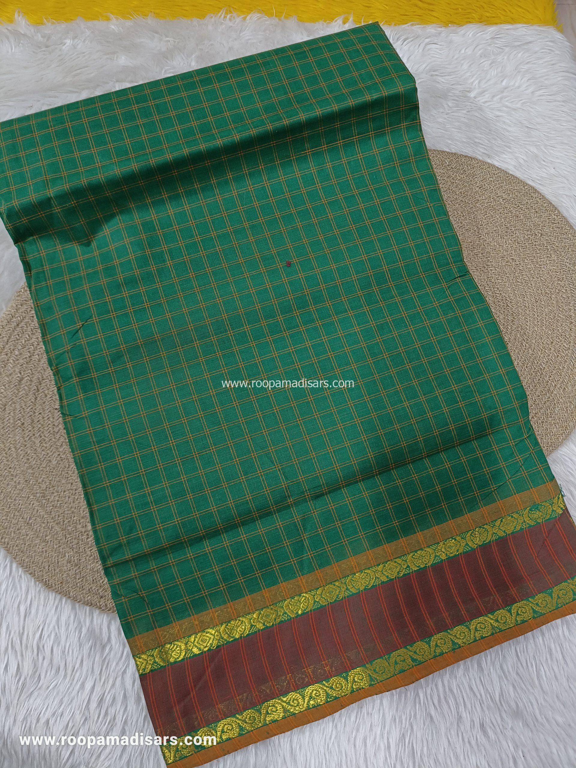 MADURAI COTTON SAREES -10YARDS COTTON MADISAR SAREE WITHOUT BLOUSE PIECE