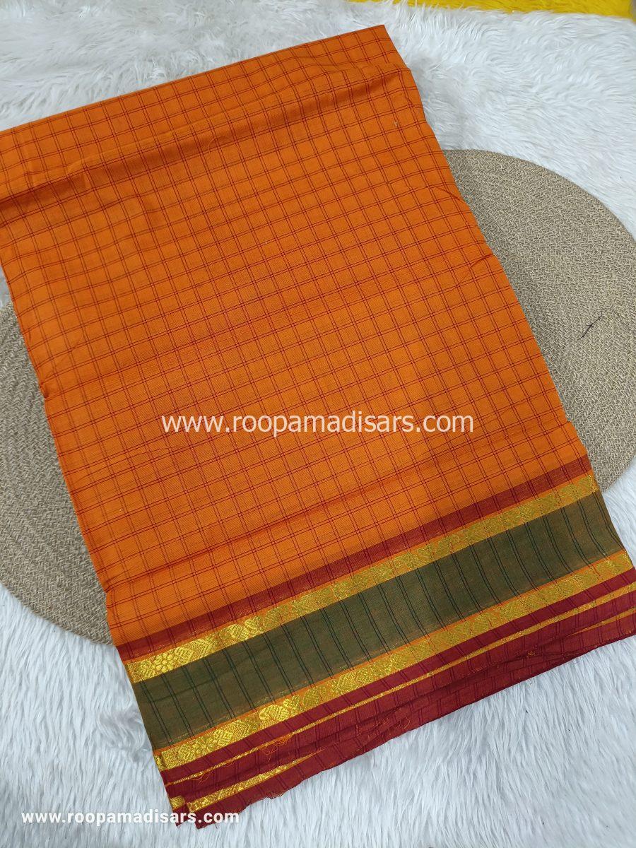 MADURAI COTTON SAREES -10YARDS COTTON MADISAR SAREE WITHOUT BLOUSE PIECE