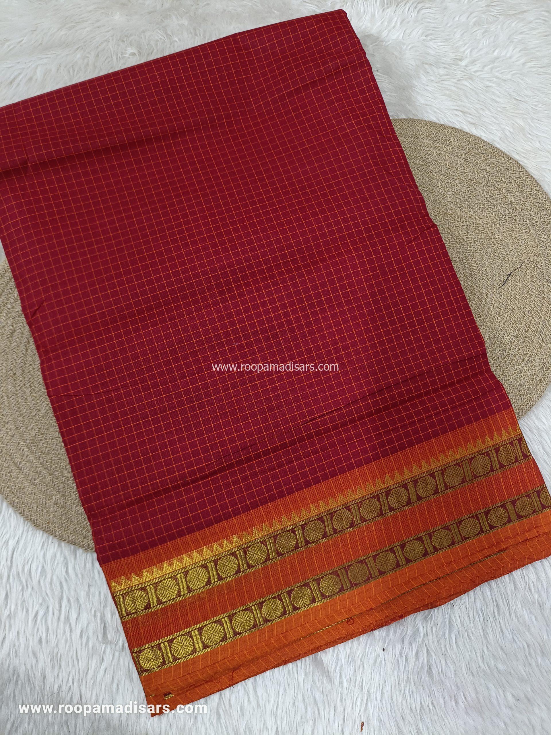 MADURAI COTTON SAREES -10YARDS COTTON MADISAR SAREE WITHOUT BLOUSE PIECE