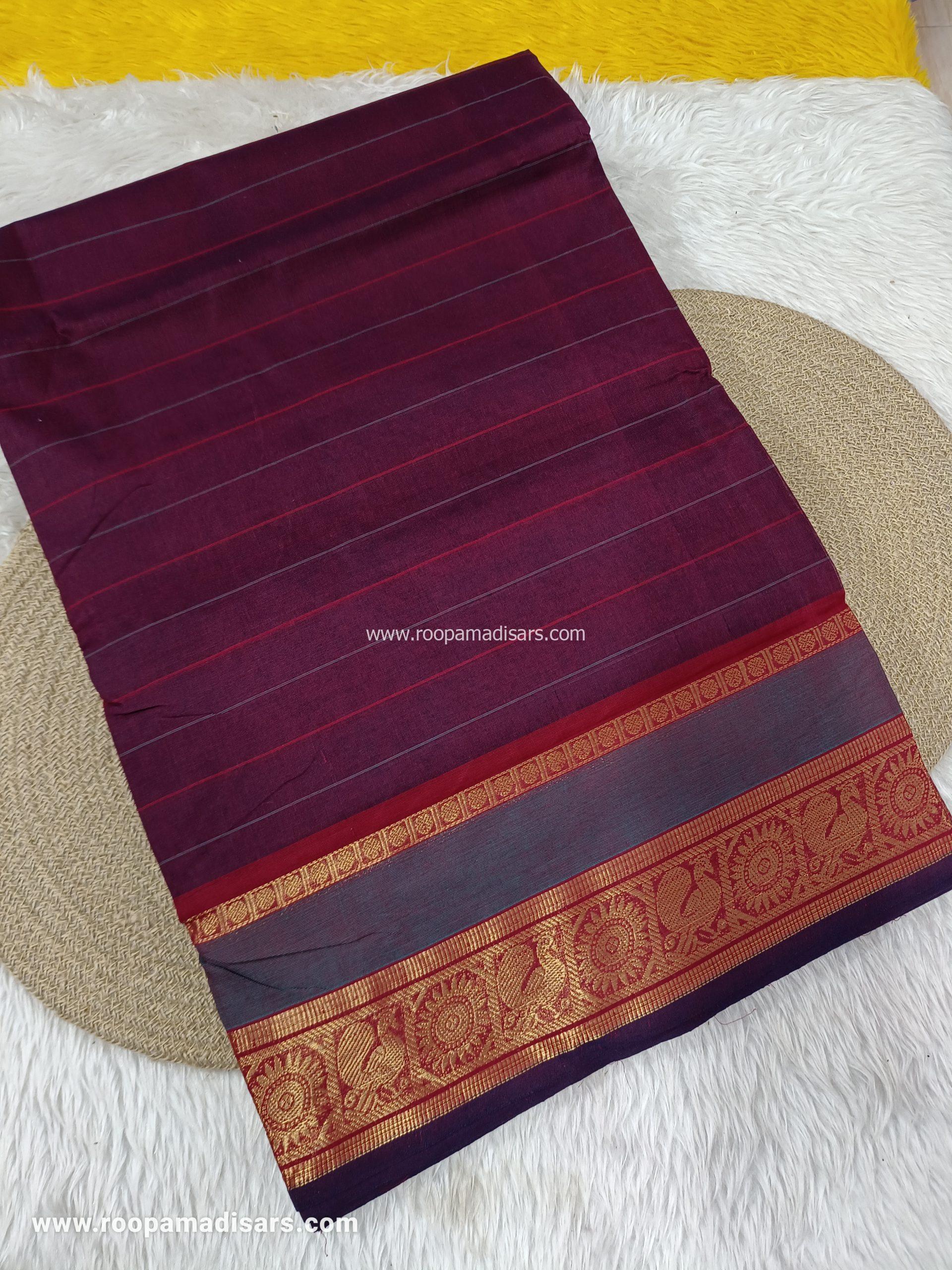 MADURAI COTTON SAREES -10YARDS COTTON MADISAR SAREE WITHOUT BLOUSE PIECE