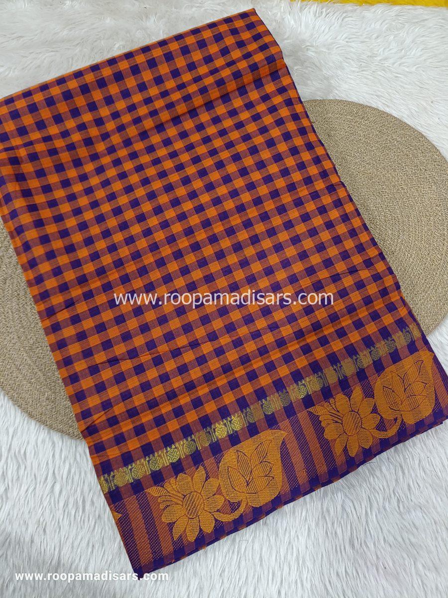 MADURAI COTTON SAREES -10YARDS COTTON MADISAR SAREE WITHOUT BLOUSE PIECE