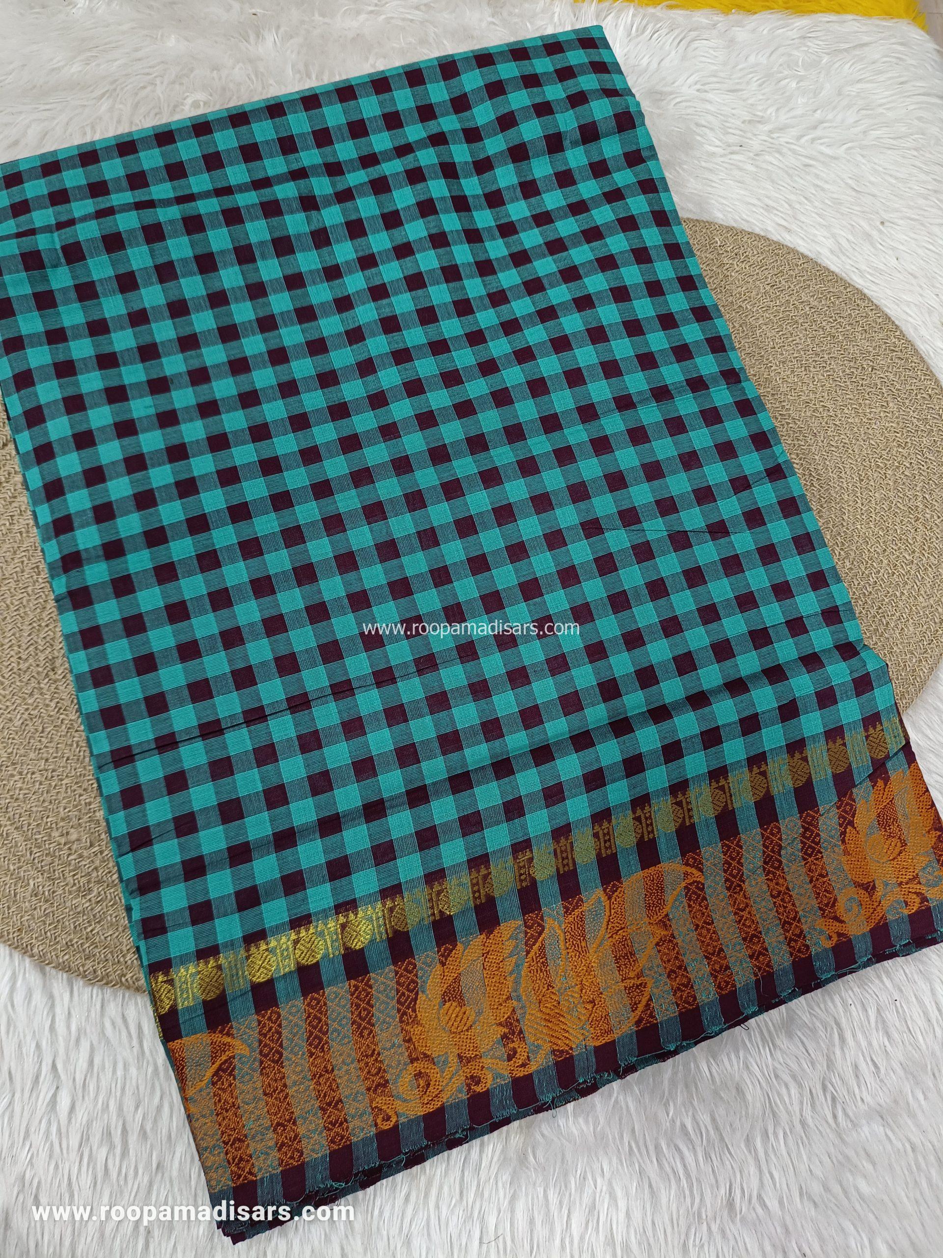 MADURAI COTTON SAREES -10YARDS COTTON MADISAR SAREE WITHOUT BLOUSE PIECE