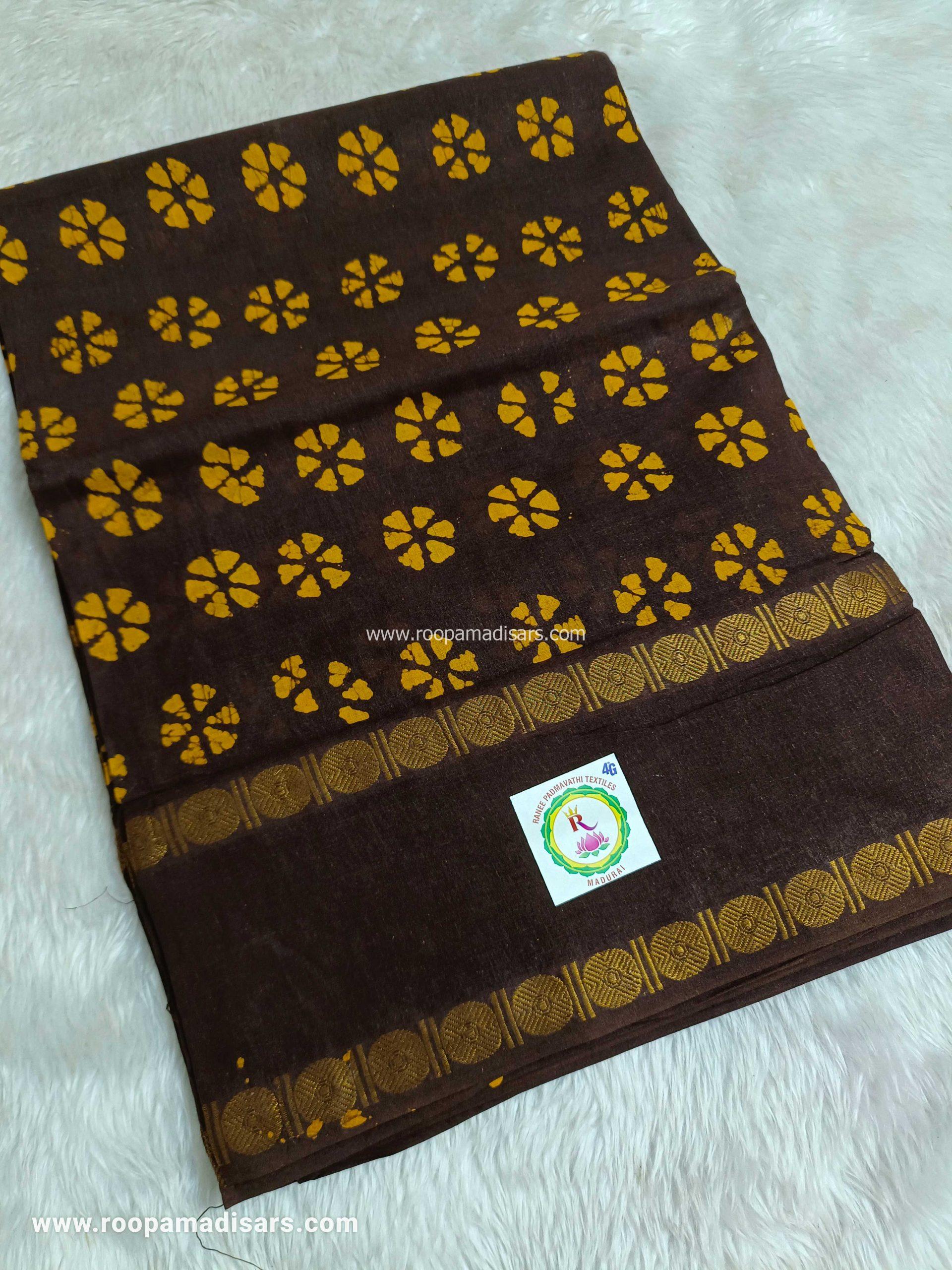 RANEE SUNGUDI SAREES -10YARDS MADISAR SAREE WITHOUT BLOUSE PIECE