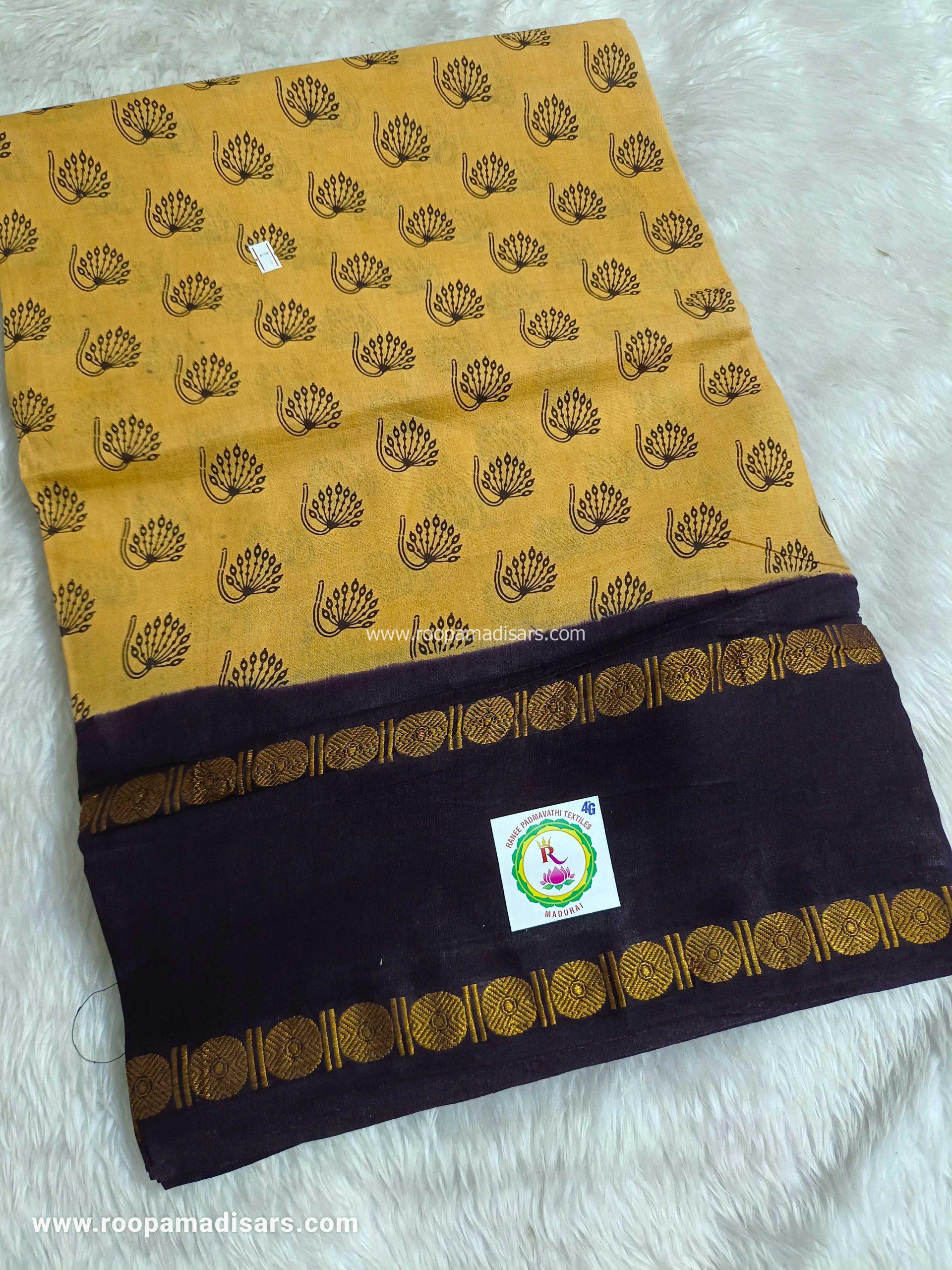 RANEE SUNGUDI SAREES -10YARDS MADISAR SAREE WITHOUT BLOUSE PIECE