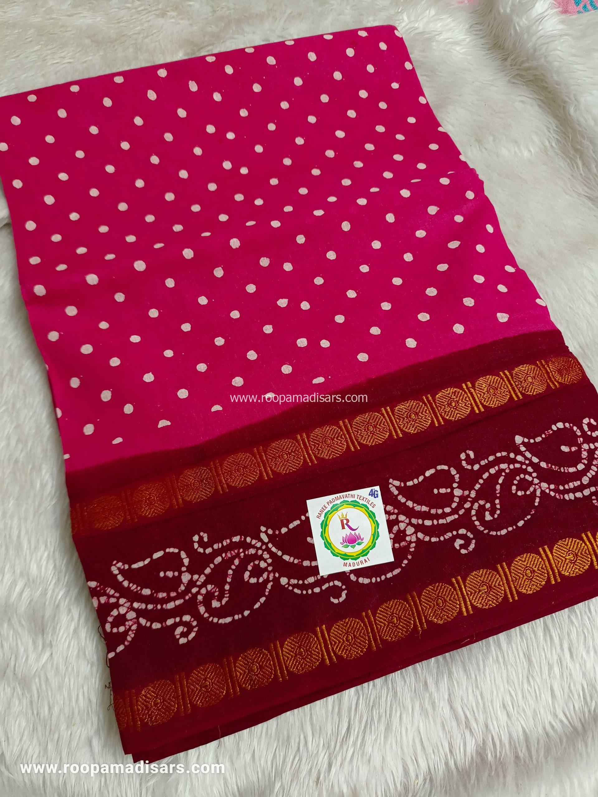 RANEE SUNGUDI SAREES -10YARDS MADISAR SAREE WITHOUT BLOUSE PIECE