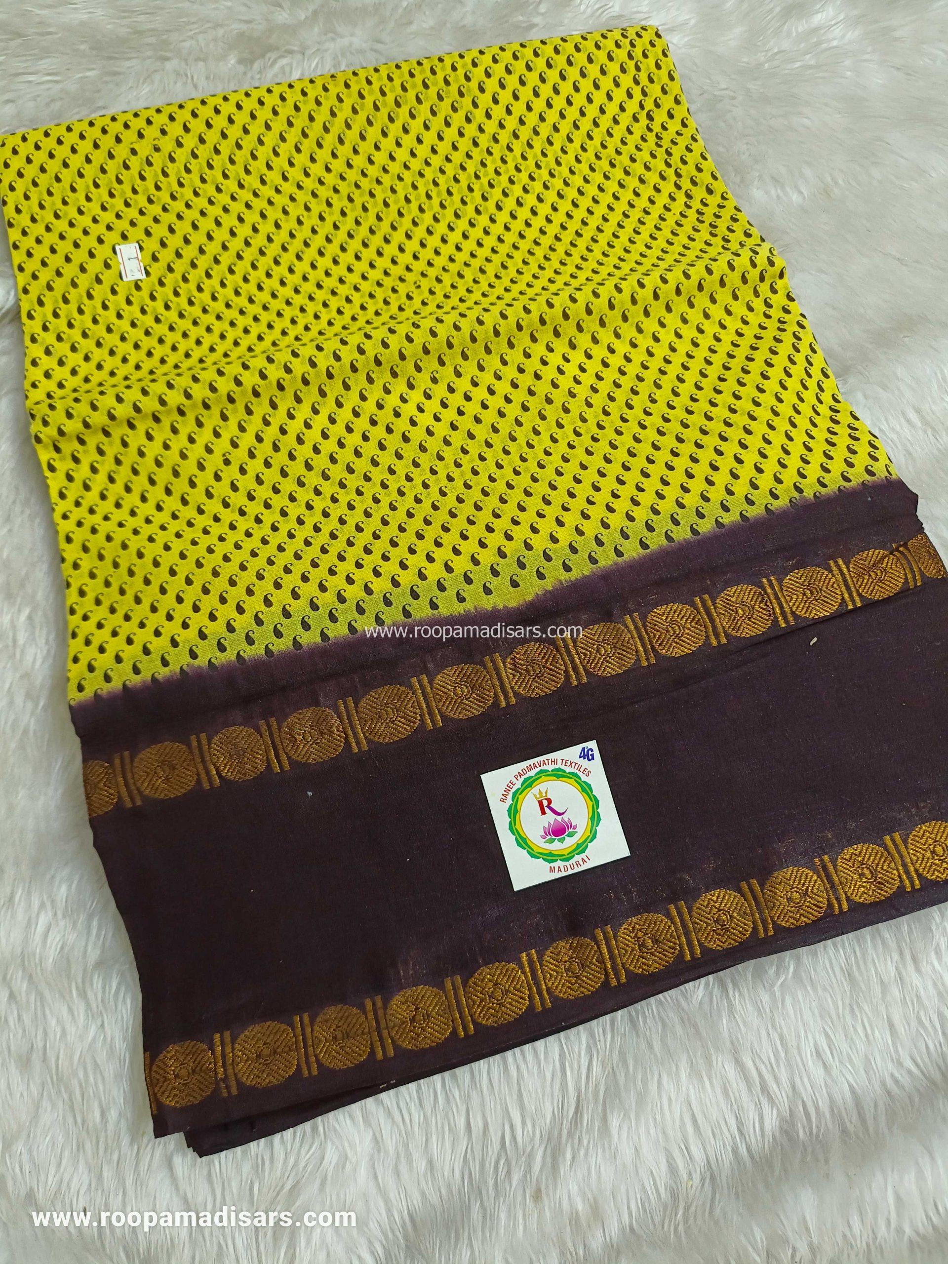 RANEE SUNGUDI SAREES -10YARDS MADISAR SAREE WITHOUT BLOUSE PIECE