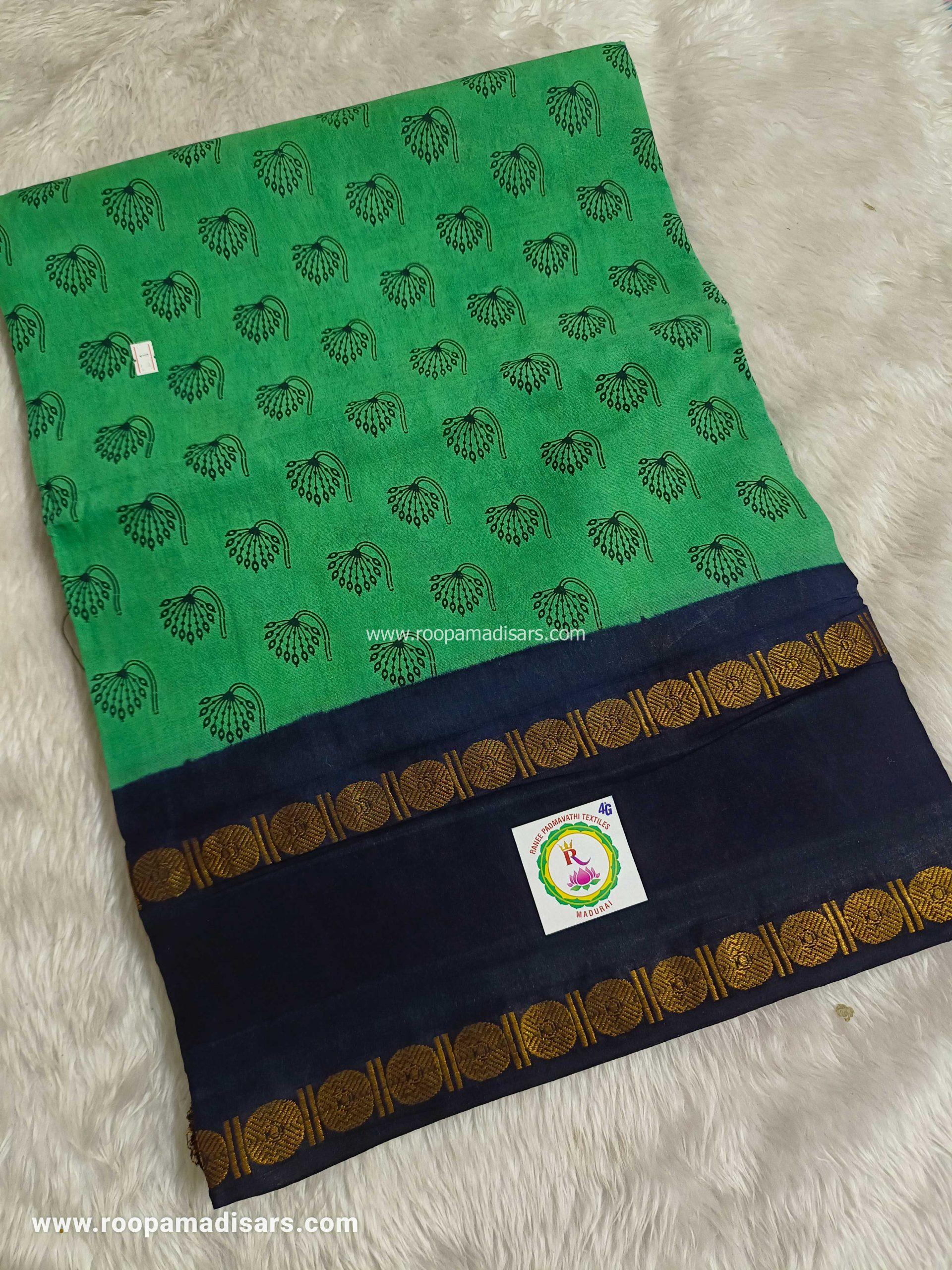 RANEE SUNGUDI SAREES -10YARDS MADISAR SAREE WITHOUT BLOUSE PIECE