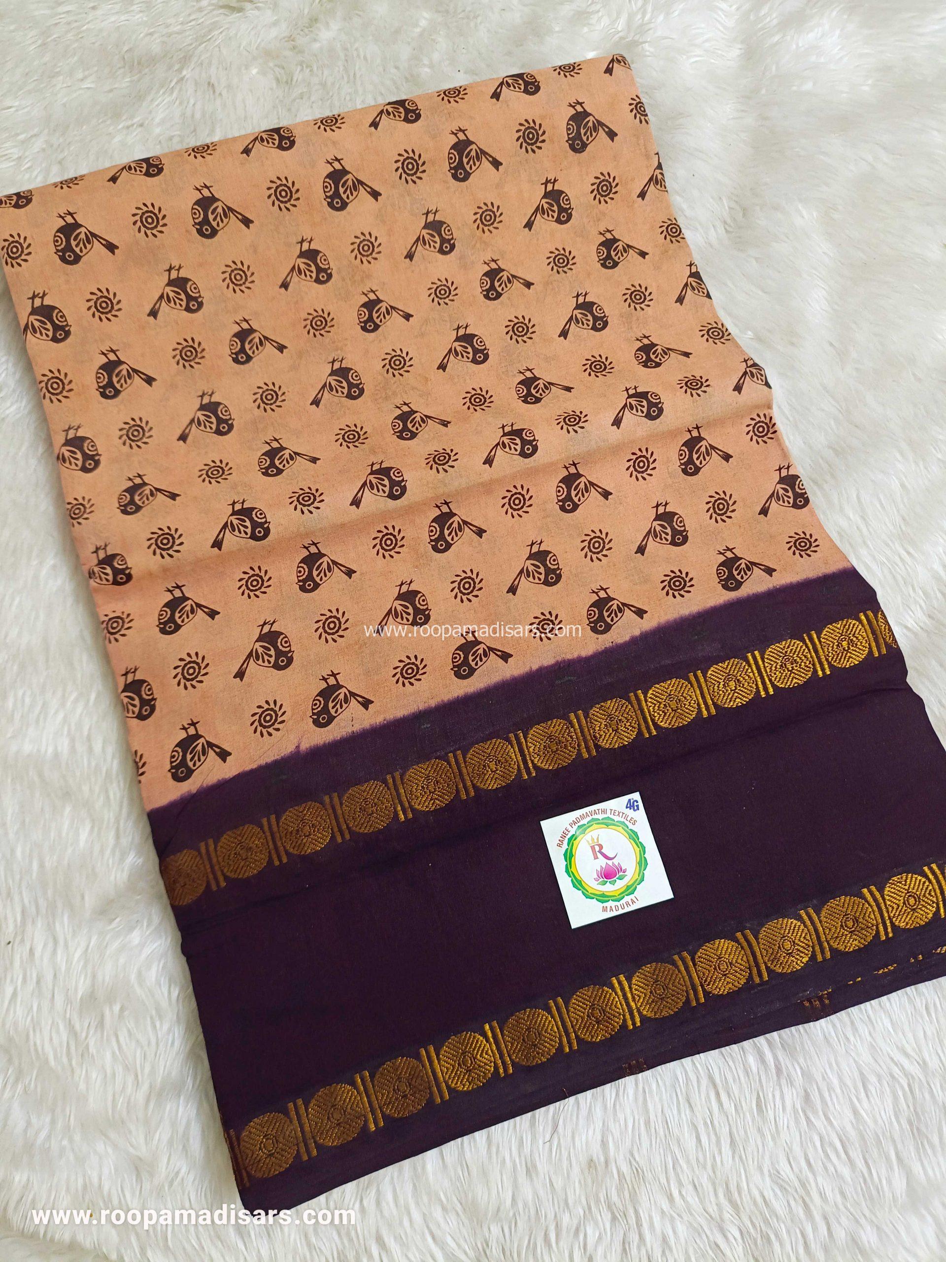 RANEE SUNGUDI SAREES -10YARDS MADISAR SAREE WITHOUT BLOUSE PIECE