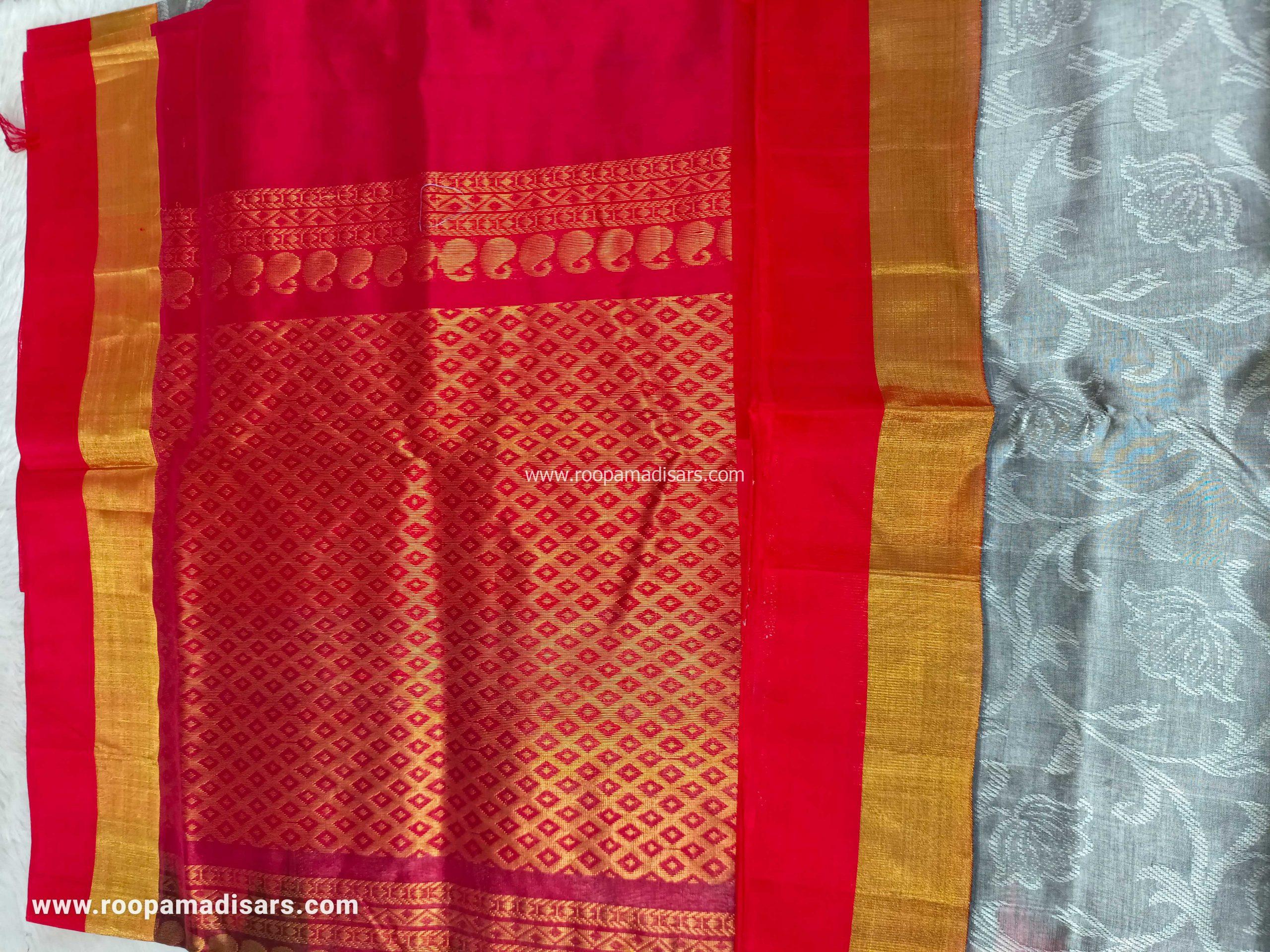 Korvai Embossed Pure Silk Cotton -6YARDS PURE SILK COTTON KORVAI BORDER WITH BLOUSE - Image 2