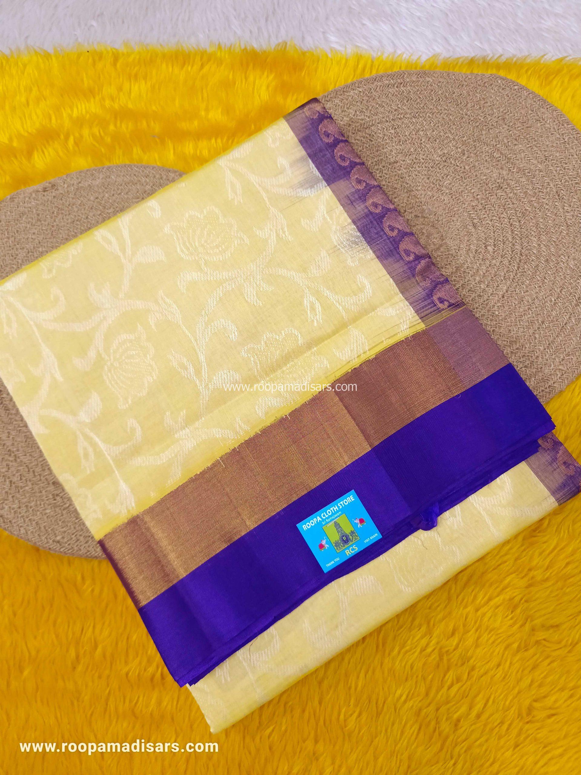 Korvai Embossed Pure Silk Cotton -6YARDS PURE SILK COTTON KORVAI BORDER WITH BLOUSE