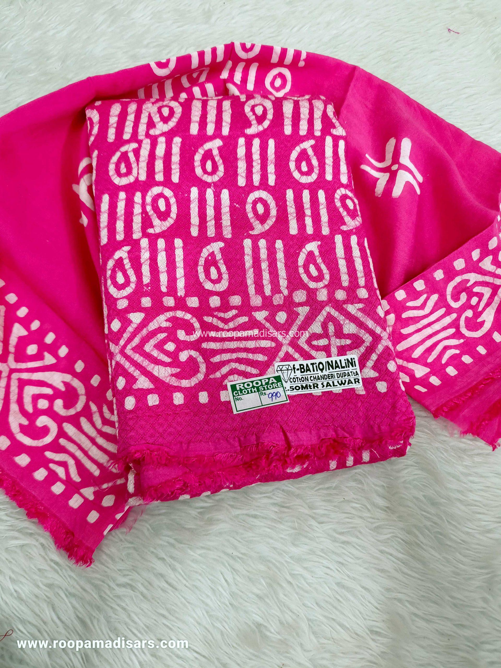 Embroidery Chanderi Cotton Dress Material - Unstitched 3 Piece Suit (Top,Bottom,Dupatta )