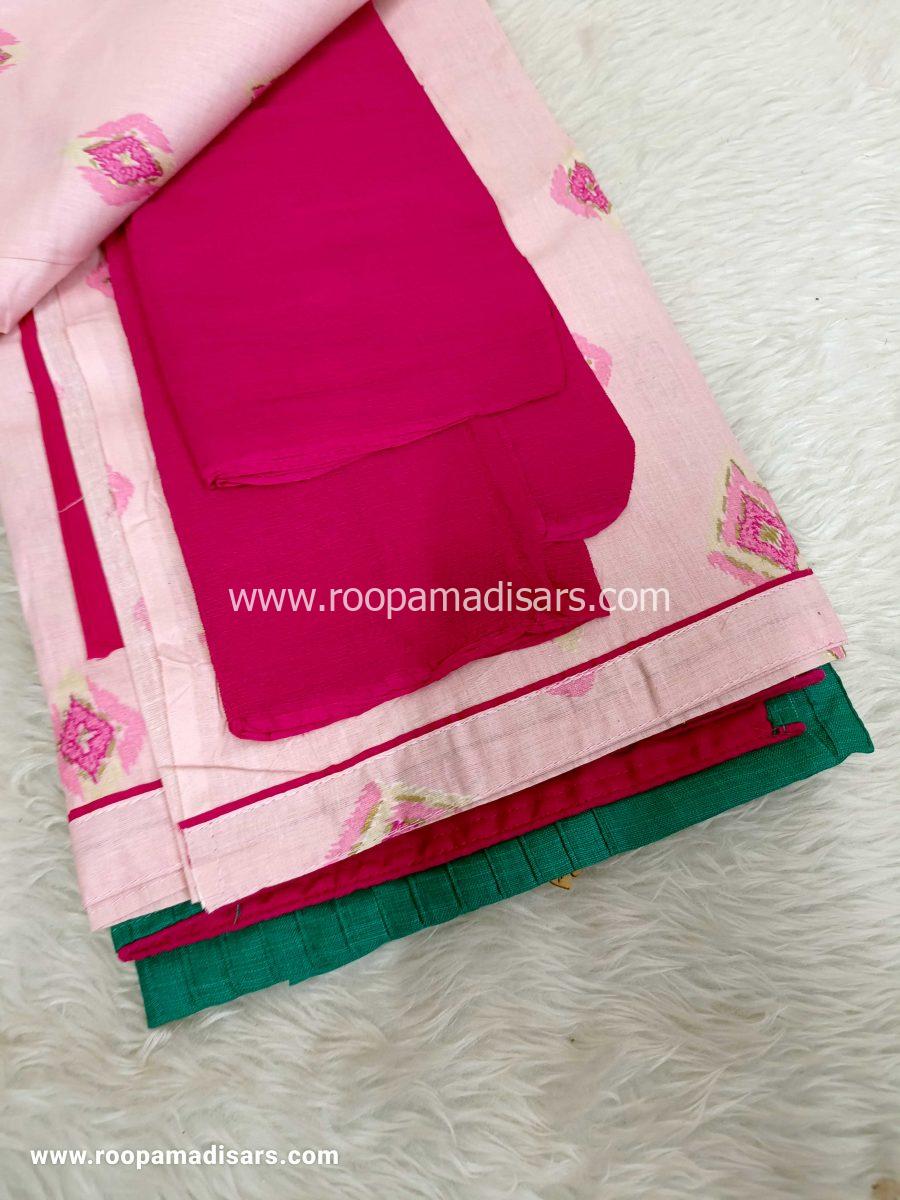 2 Tops and 1 Bottom with Chiffon dupatta cotton Dress Material - Unstitched 4 Piece Suit (2Top,Bottom,Dupatta ) - Image 4