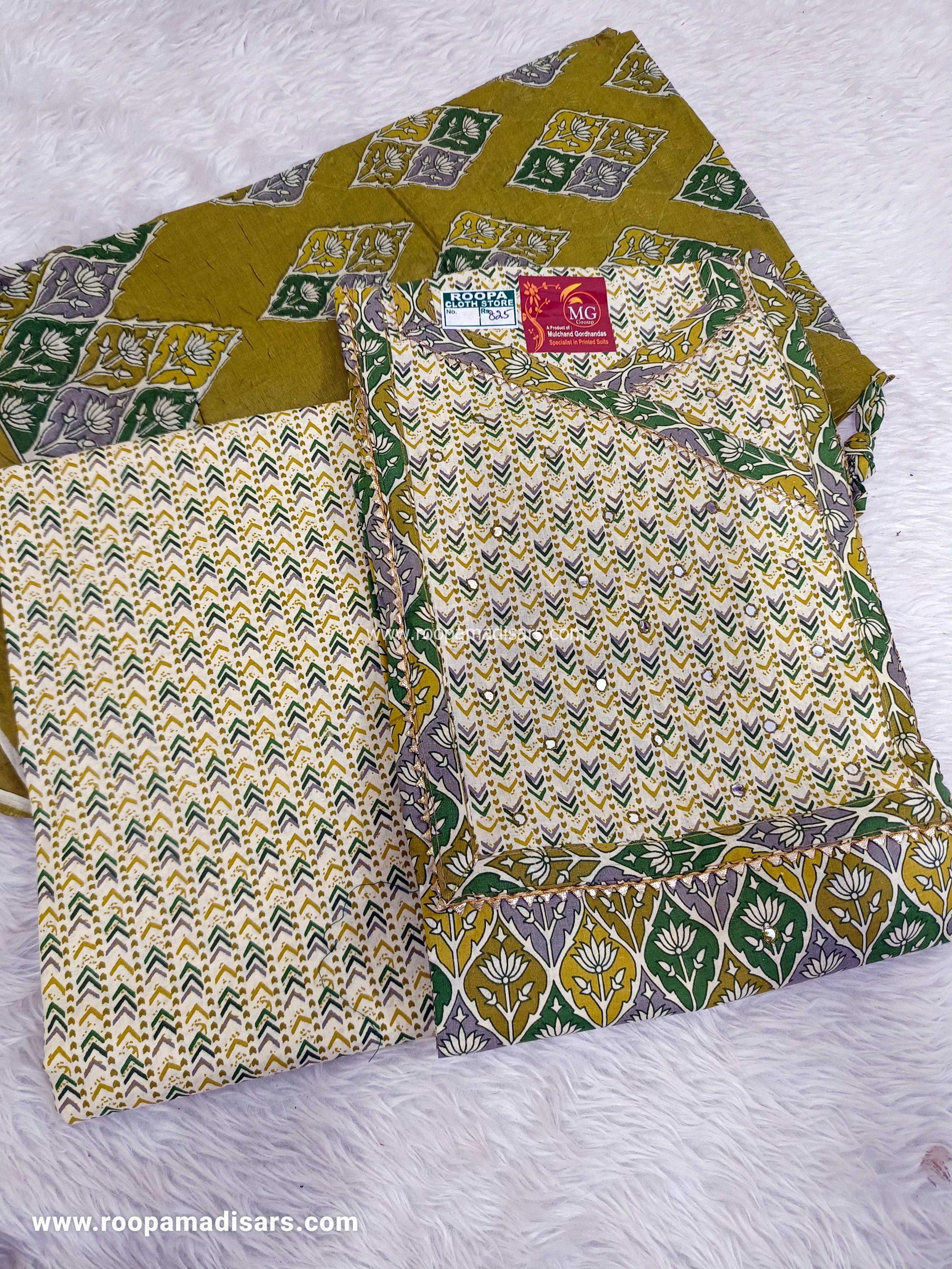 Embroidery Cotton Dress Material - Unstitched 3 Piece Suit (Top,Bottom,Dupatta )