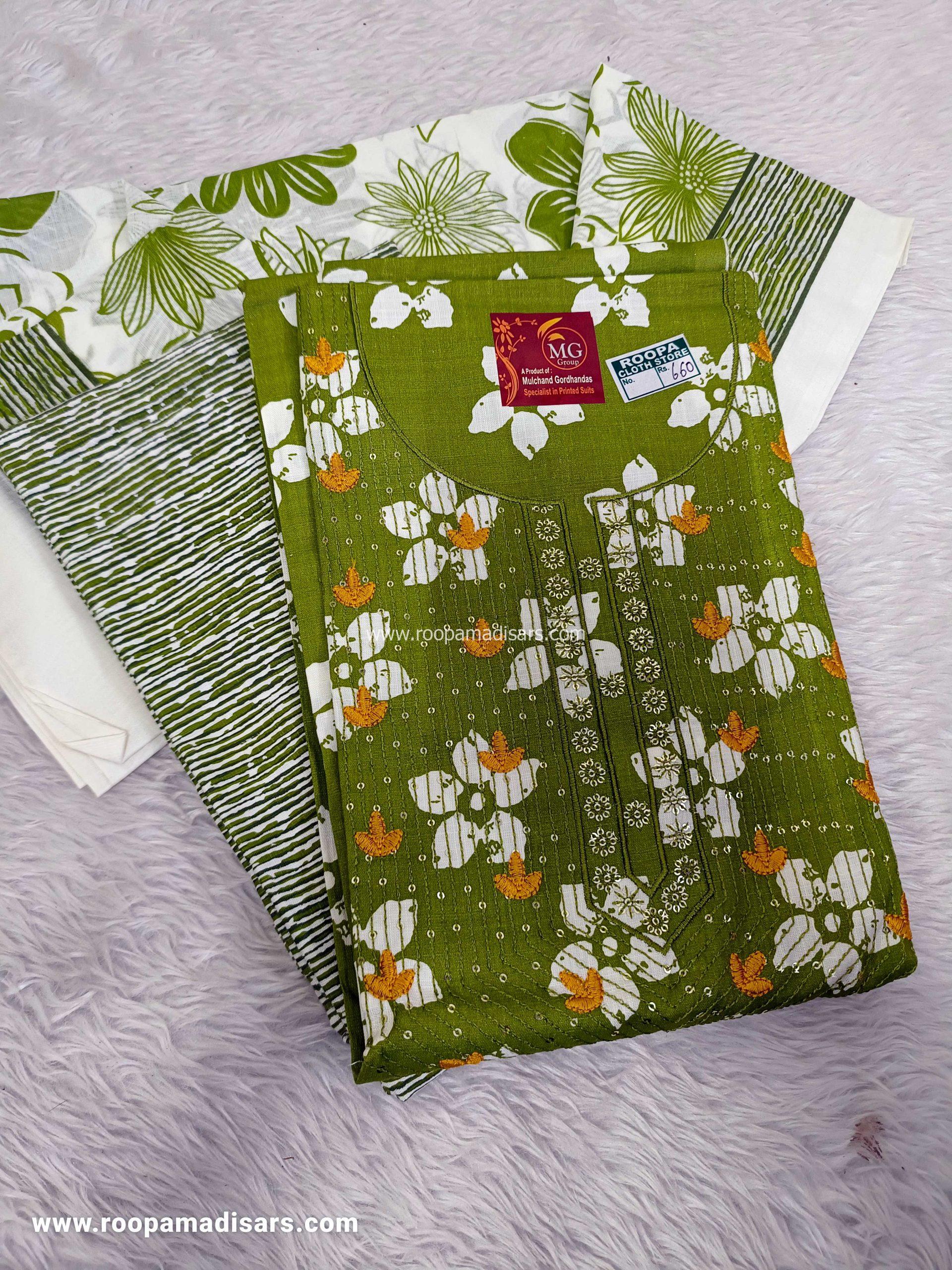 Cotton Dress Material - Unstitched 3 Piece Suit (Top,Bottom,Dupatta )