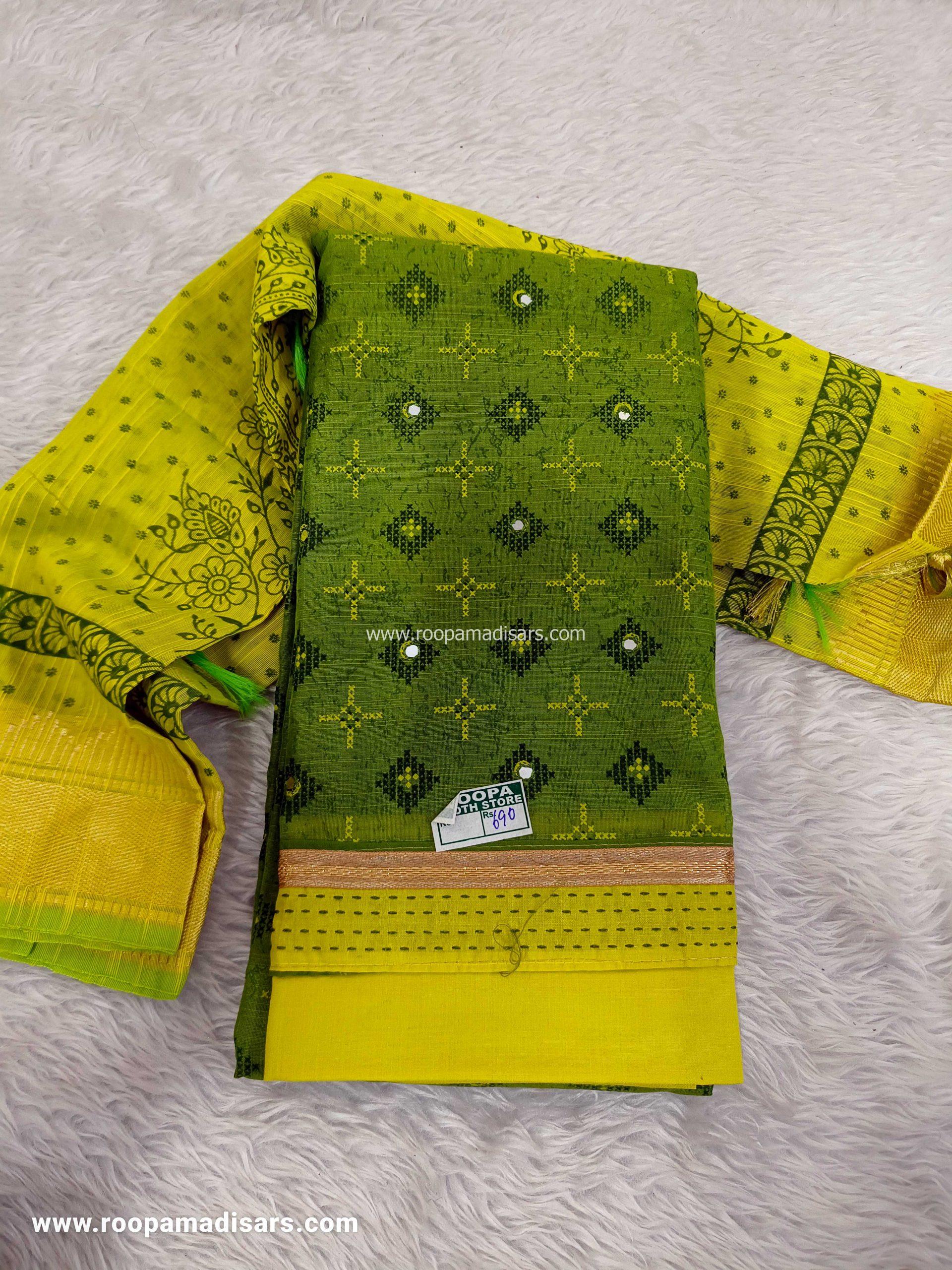 Cotton Dress Material - Unstitched 3 Piece Suit (Top,Bottom,Dupatta )