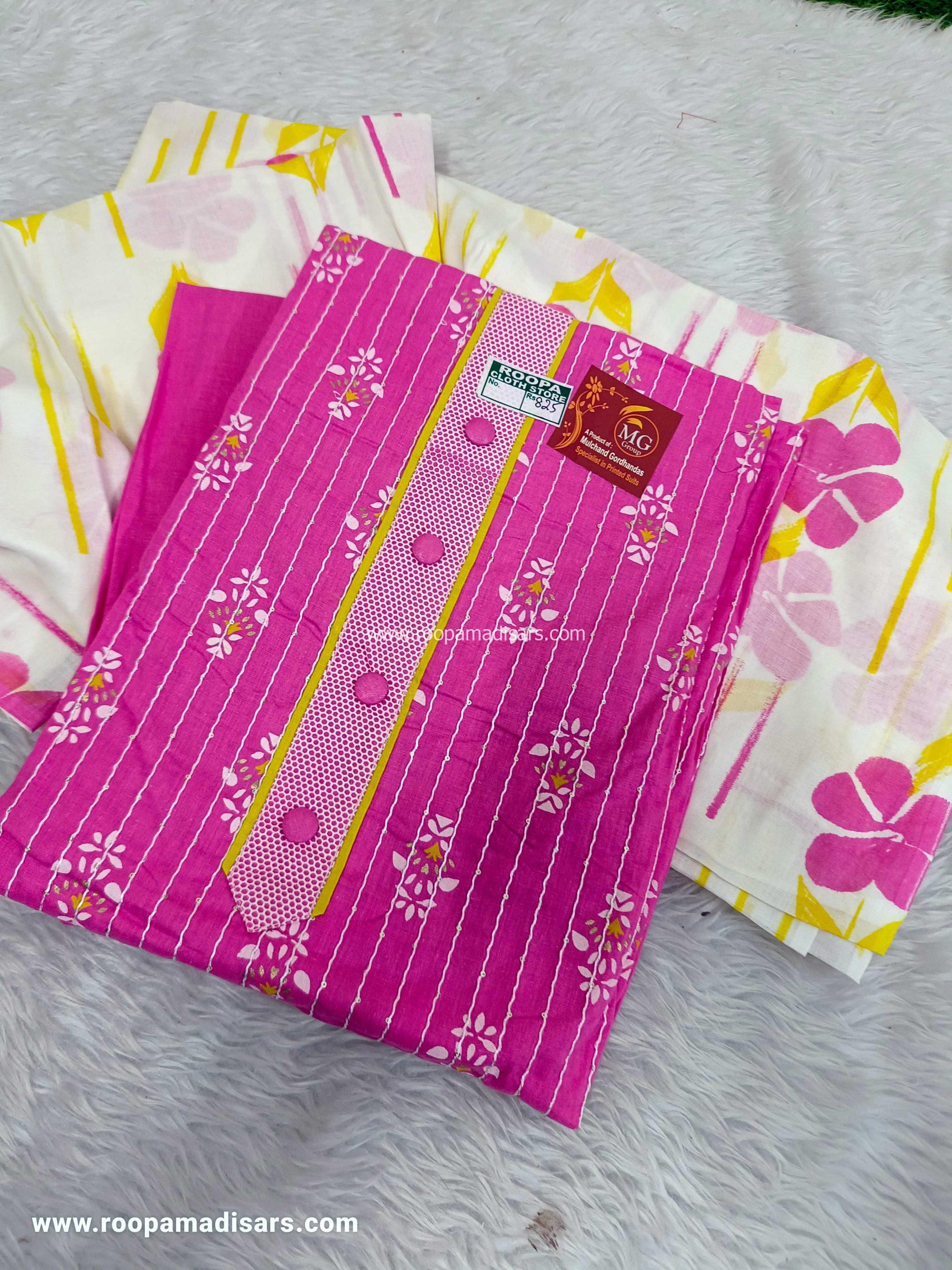 Embroidery Cotton Dress Material - Unstitched 3 Piece Suit (Top,Bottom,Dupatta )