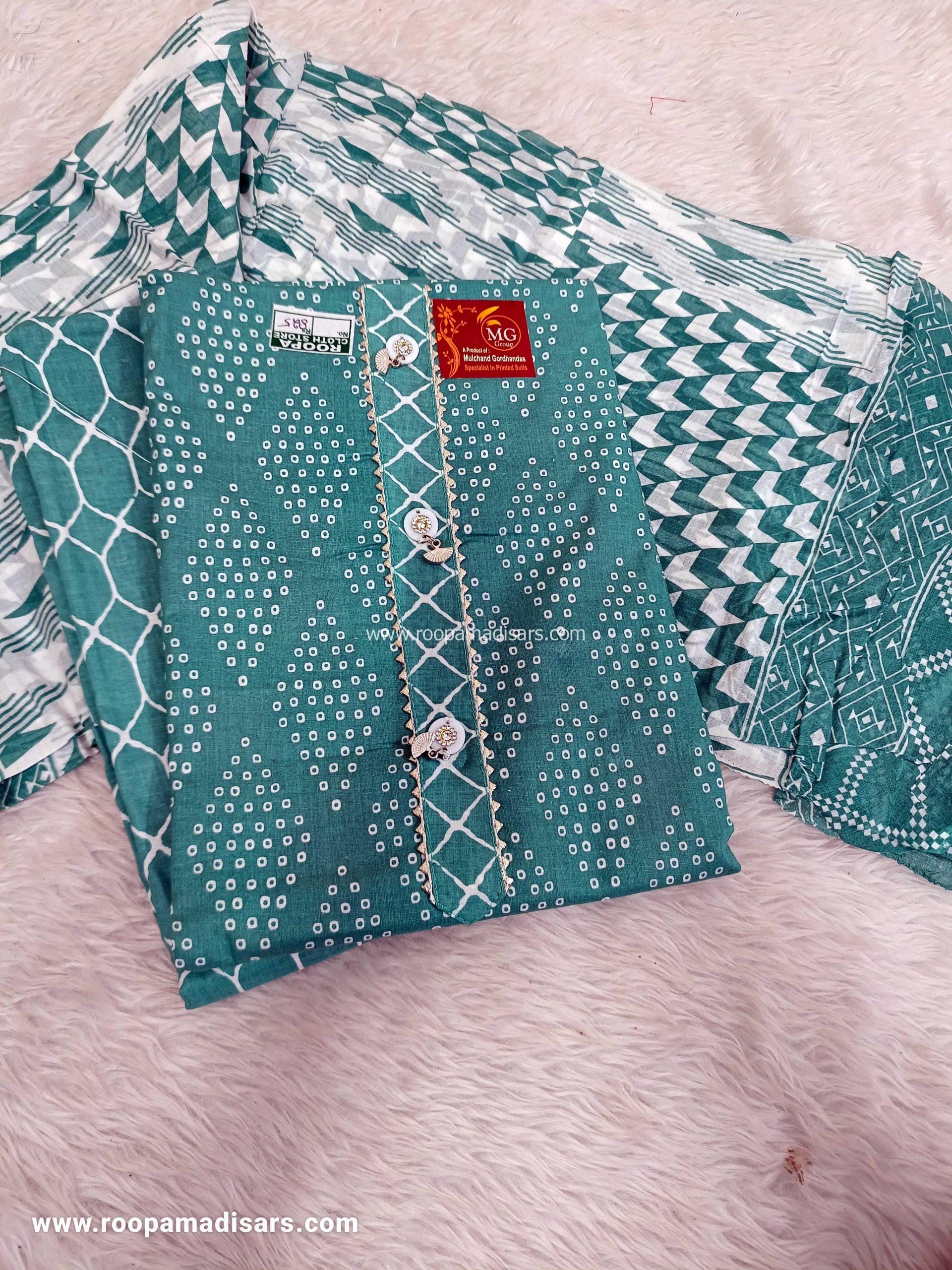 Embroidery Cotton Dress Material - Unstitched 3 Piece Suit (Top,Bottom,Dupatta )
