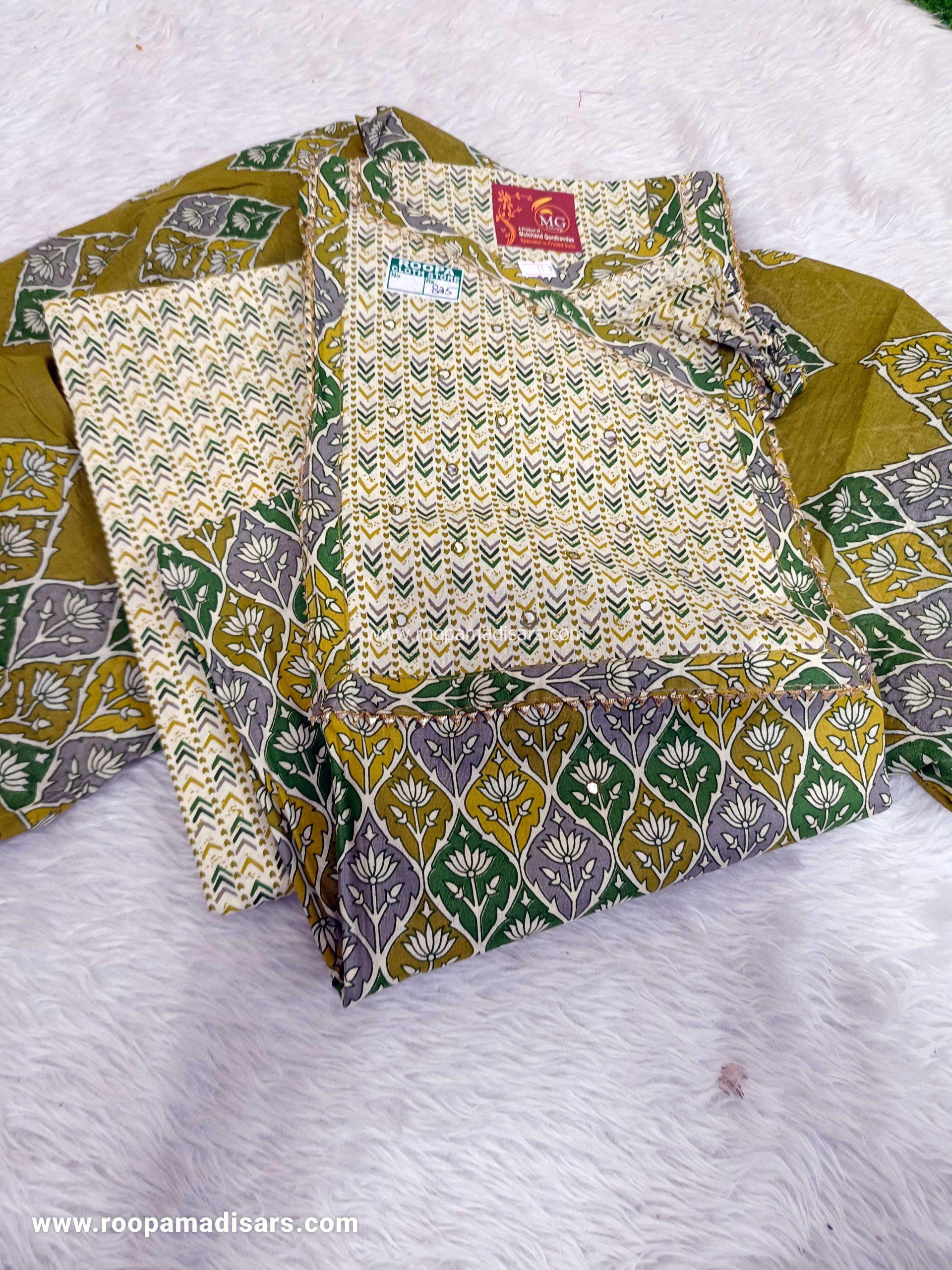 Embroidery Cotton Dress Material - Unstitched 3 Piece Suit (Top,Bottom,Dupatta )