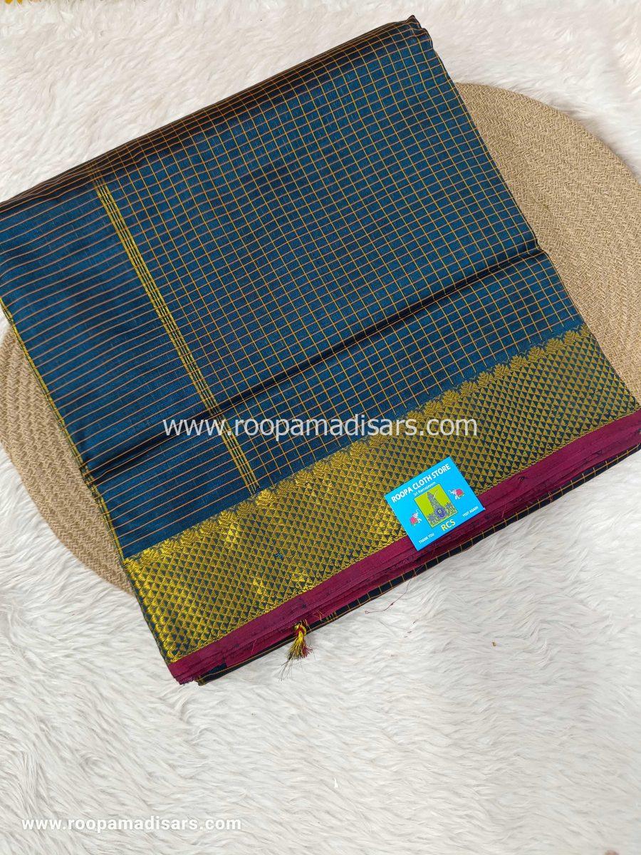 Pure Silk Cotton Madisar -10YARDS PURE SILK COTTON MADISAR KORVAI BORDER WITHOUT BLOUSE PIECE