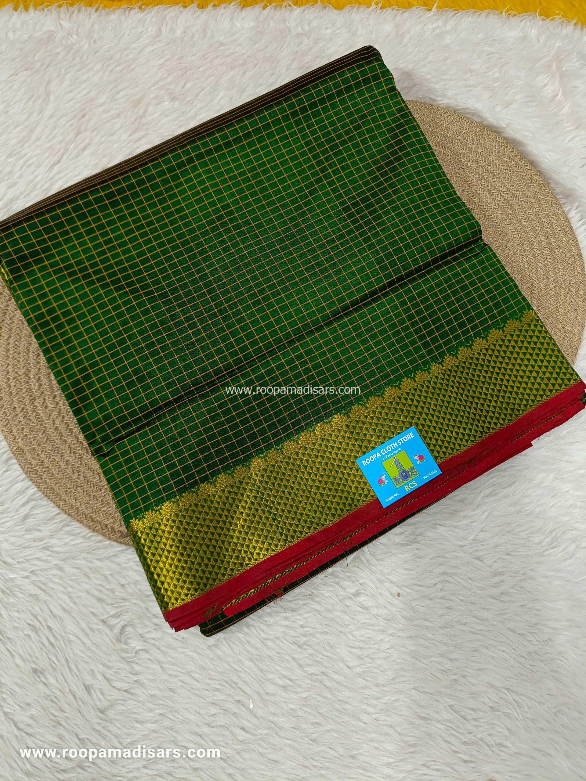 Pure Silk Cotton Madisar -10YARDS PURE SILK COTTON MADISAR KORVAI BORDER WITHOUT BLOUSE PIECE