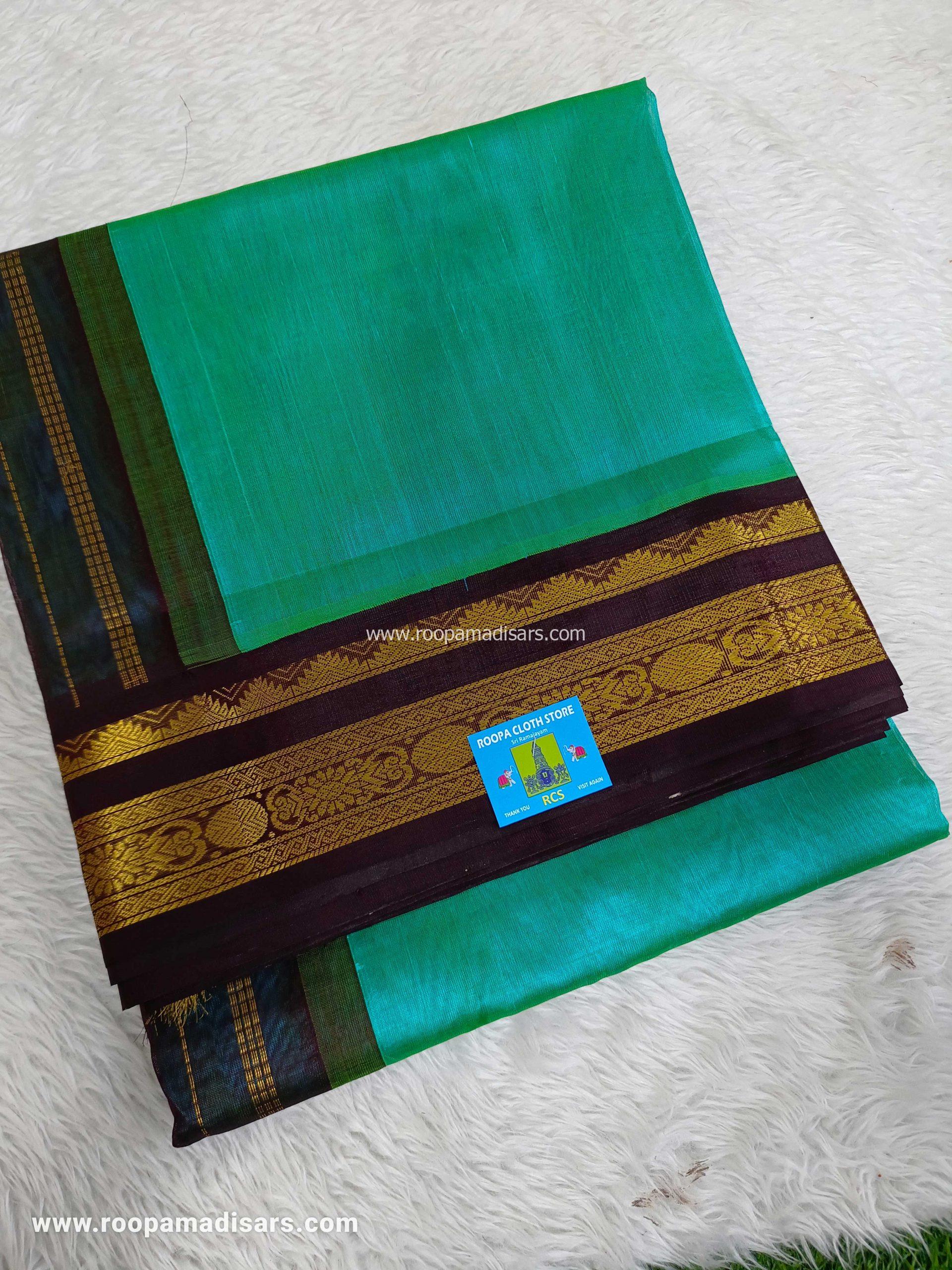 Pure Silk Cotton Madisar -10YARDS PURE SILK COTTON MADISAR KORVAI BORDER WITHOUT BLOUSE PIECE