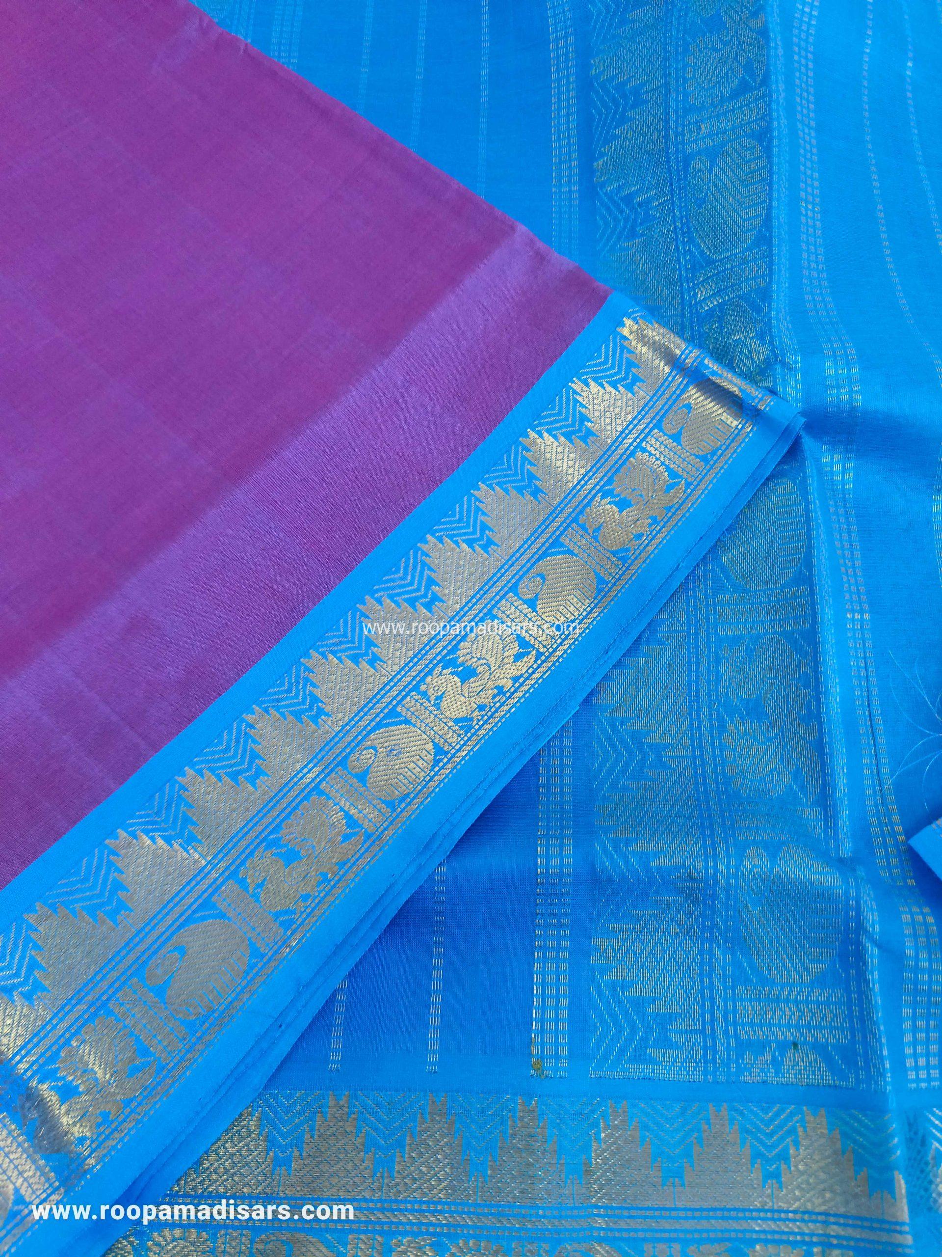 Pure Silk Cotton Madisar -10YARDS PURE SILK COTTON MADISAR KORVAI BORDER WITHOUT BLOUSE PIECE