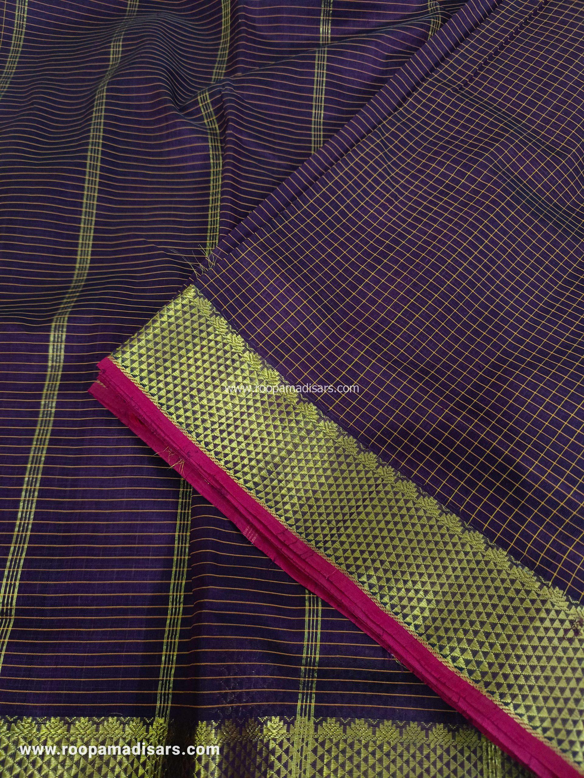 Pure Silk Cotton Madisar -10YARDS PURE SILK COTTON MADISAR KORVAI BORDER WITHOUT BLOUSE PIECE