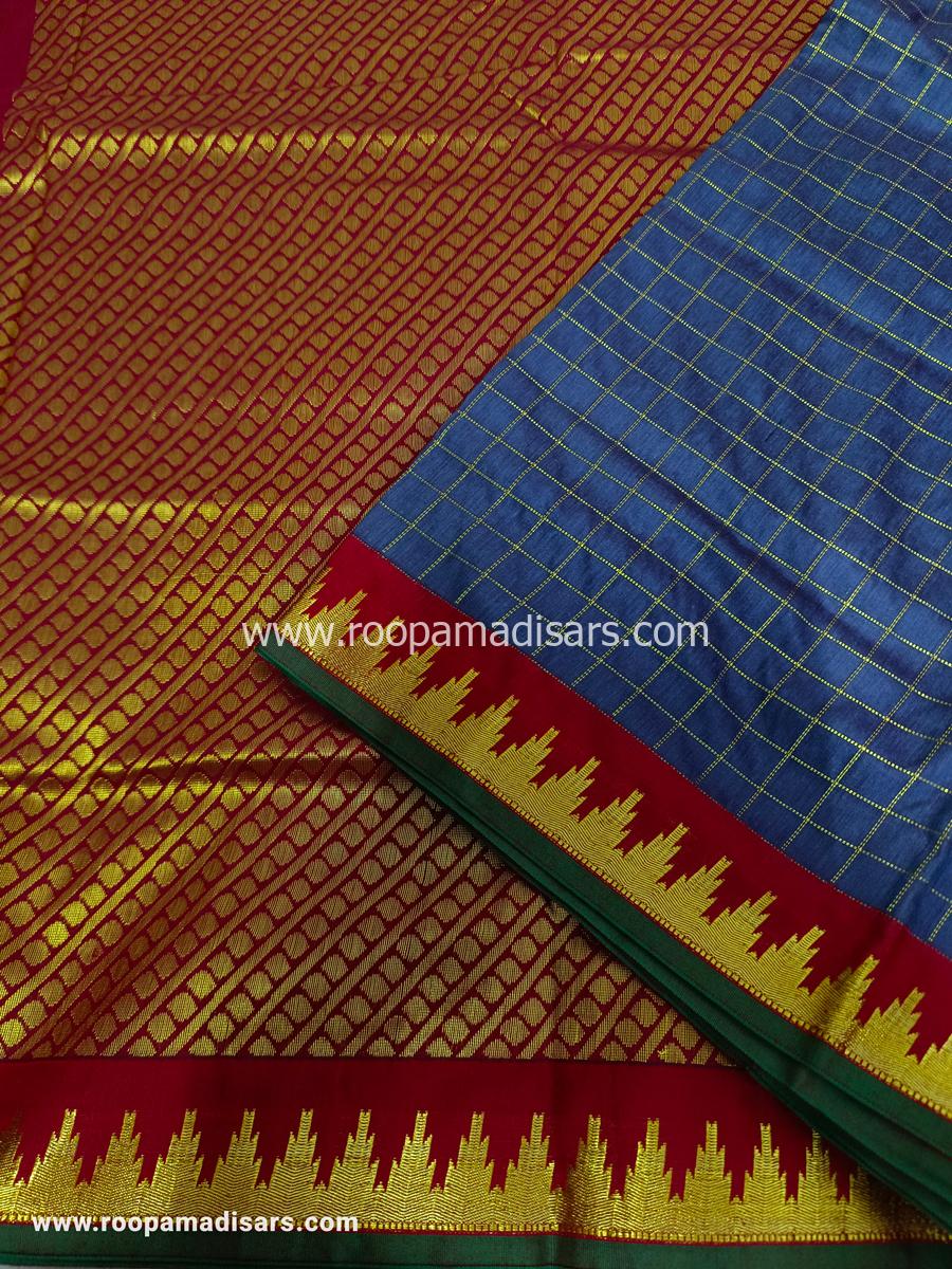 KANCHI SEMI SILK -10 YARDS KANCHI SILK KORVAI MADISAR SAREE WITHOUT BLOUSE PIECE - Image 2