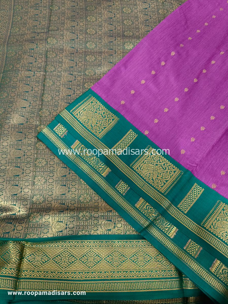 KANCHI SEMI SILK -10 YARDS KANCHI SILK KORVAI MADISAR SAREE WITHOUT BLOUSE PIECE - Image 2