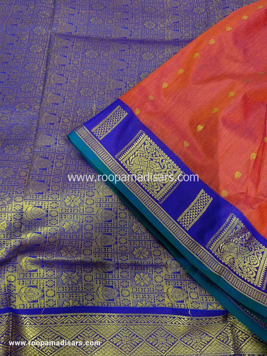 KANCHI SEMI SILK -10 YARDS KANCHI SILK KORVAI MADISAR SAREE WITHOUT BLOUSE PIECE - Image 2
