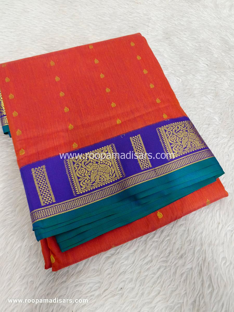 KANCHI SEMI SILK -10 YARDS KANCHI SILK KORVAI MADISAR SAREE WITHOUT BLOUSE PIECE