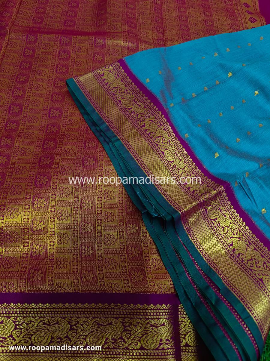 KANCHI SEMI SILK -10 YARDS KANCHI SILK KORVAI MADISAR SAREE WITHOUT BLOUSE PIECE - Image 2